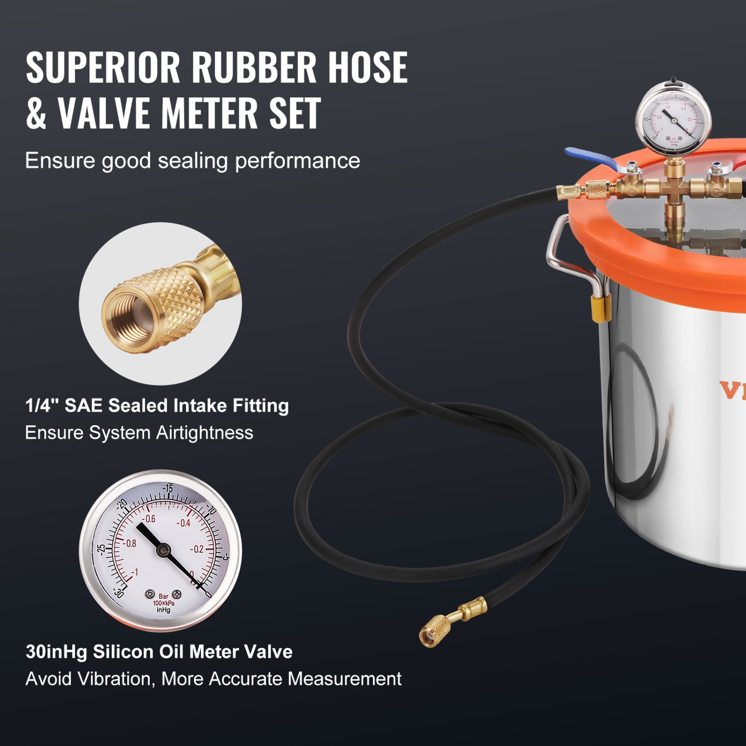 VEVOR 5 Gallon Vacuum Chamber and 3.5 CFM Pump Kit, Tempered Glass Lid Vacuum Degassing Chamber Kit, Single Stage Vacuum Pump with 250 ml Oil Bottle,