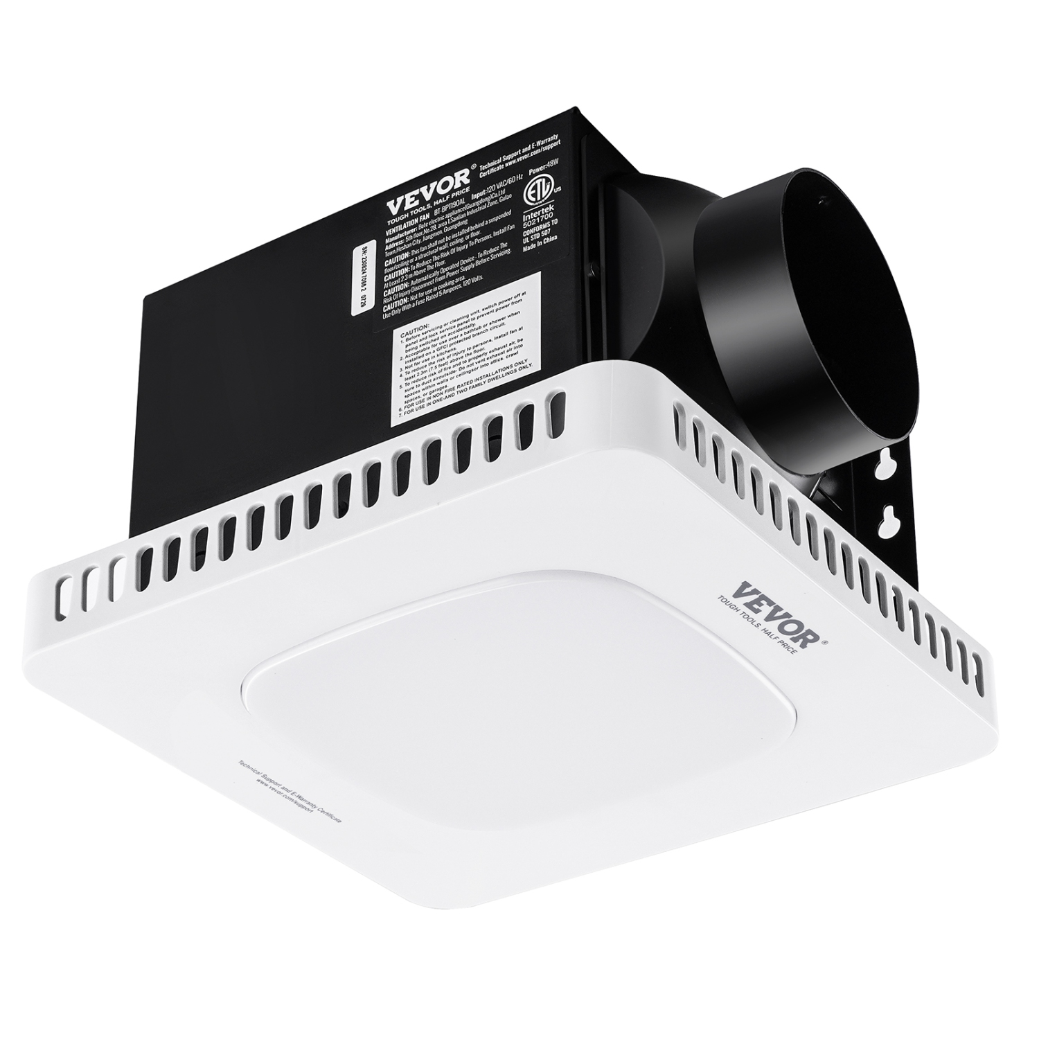 VEVOR 80 CFM Bathroom Exhaust Fan, High-Efficiency Ventilation, 1.5sones Low Noise Operation All-Copper Motor, Energy-Saving Bathroom Ceiling Fan, No