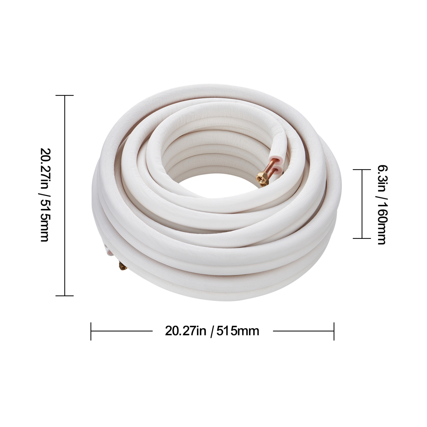 VEVOR 50FT Mini Split Line Set, 1/4" & 3/8" O.D Copper Pipes Tubing and Triple-Layer Insulation, for Mini Split Air Conditioning Refrigerant or