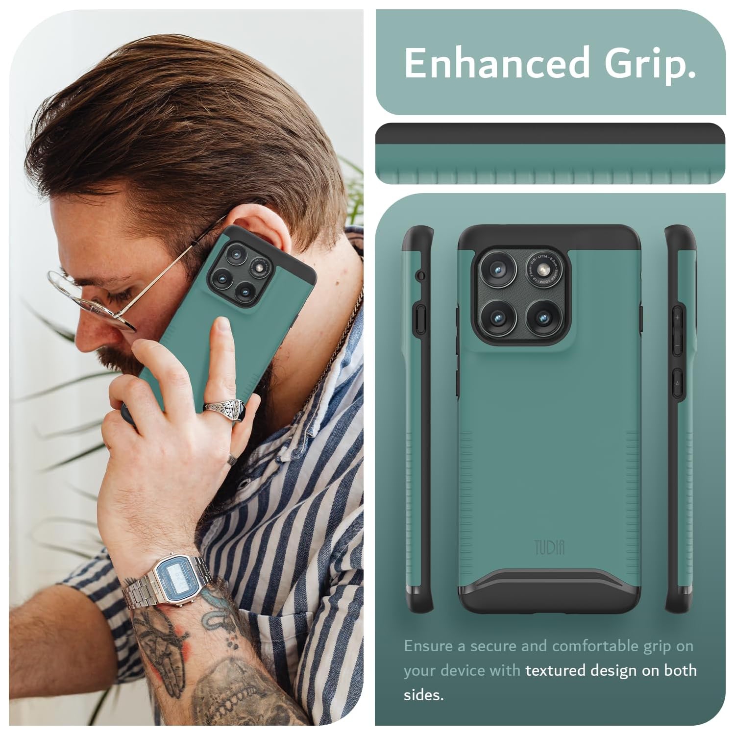 TUDIA Merge Motorola Edge 2025 Case Dual Layer - Hunter Green