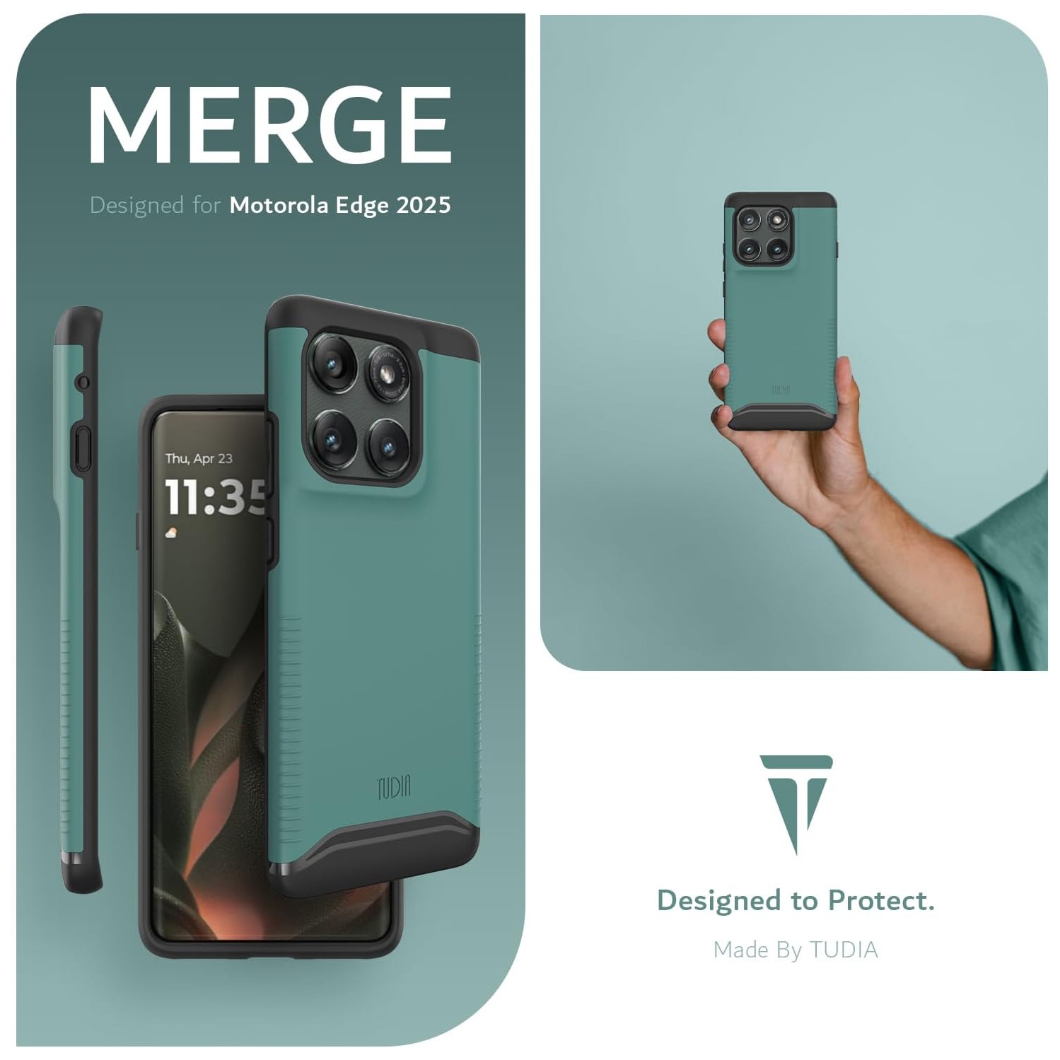 TUDIA Merge Motorola Edge 2025 Case Dual Layer - Hunter Green