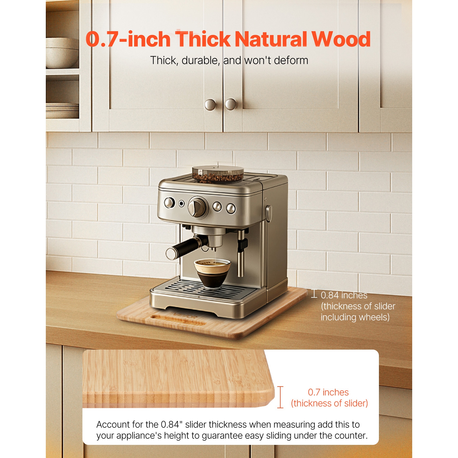 VEVOR Appliance Slider, Small 10.5 x 13-inch, Rolling Sliding Tray with Rubber Wheels & Hollow Handle, Easy to Clean, Appliance Rolling Tray for