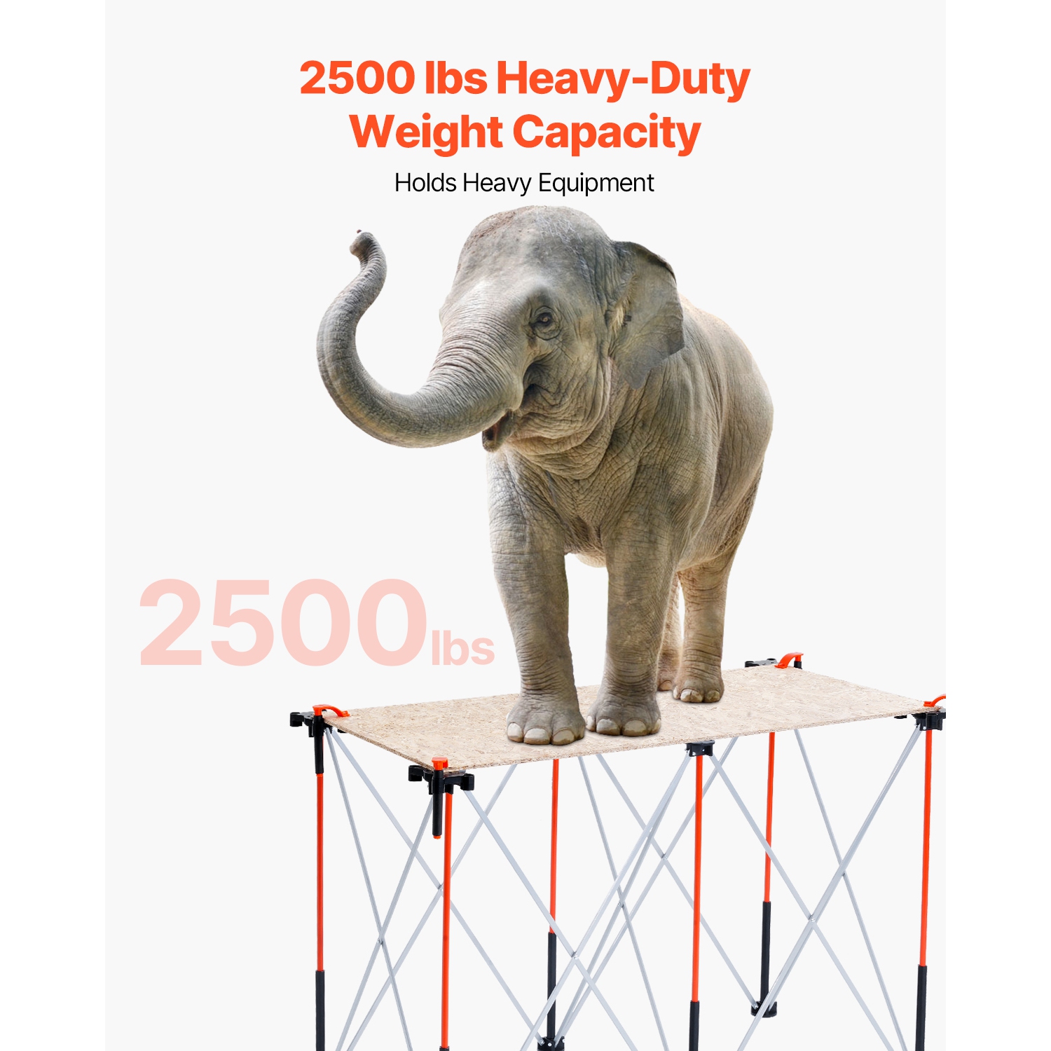 Bâton pliant portatif VEVOR 4,16 x 2.18&nbsp;pi, établi pliable, capacité 2500&nbsp;lb, support de travail pliable sans assemblage avec sac de