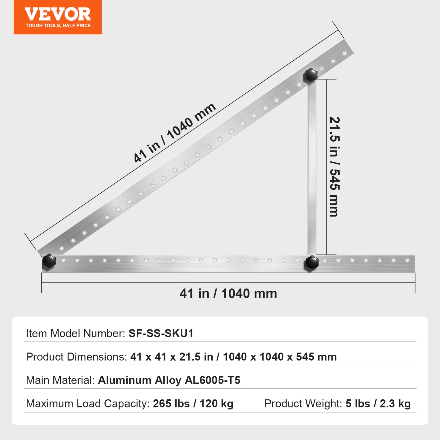VEVOR 41-Inch Solar Panel Mounting Brackets, 0 to 90° Adjustable Tilt ...