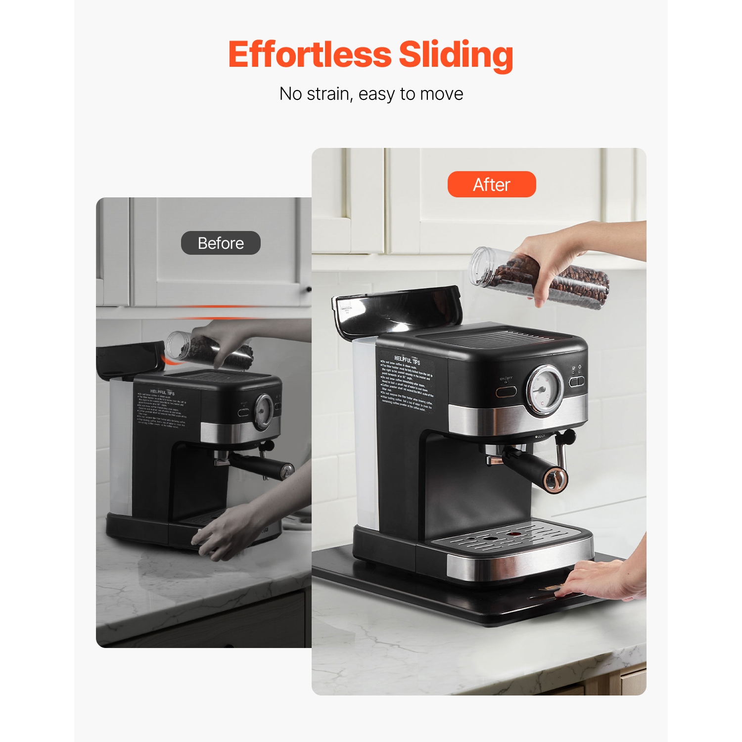 VEVOR Appliance Slider, Large 16 x 12-inch, Rolling Sliding Tray with Silent Rubber Wheels & Hollow Handle, Easy to Clean, Appliance Rolling Tray for