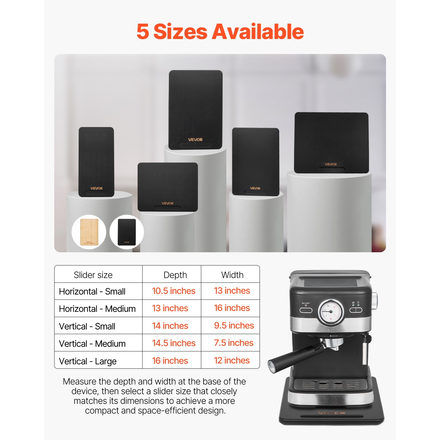 VEVOR Appliance Slider, Large 16 x 12-inch, Rolling Sliding Tray with Silent Rubber Wheels & Hollow Handle, Easy to Clean, Appliance Rolling Tray for