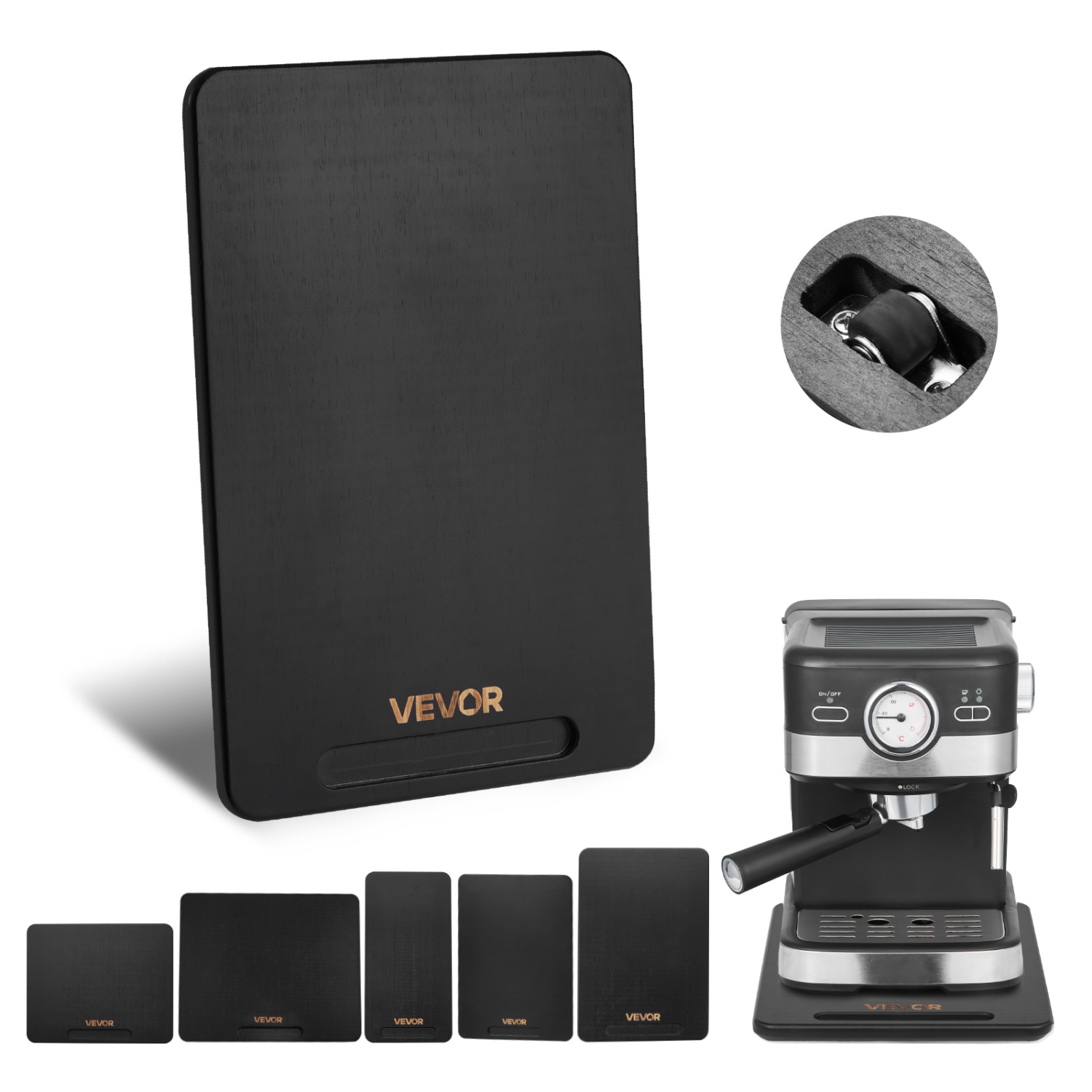 Glissière pour électroménagers VEVOR, petit 14 x 9,5&nbsp;po, plateau coulissant à roulettes silencieuses en caoutchouc et poignée creuse, facile à