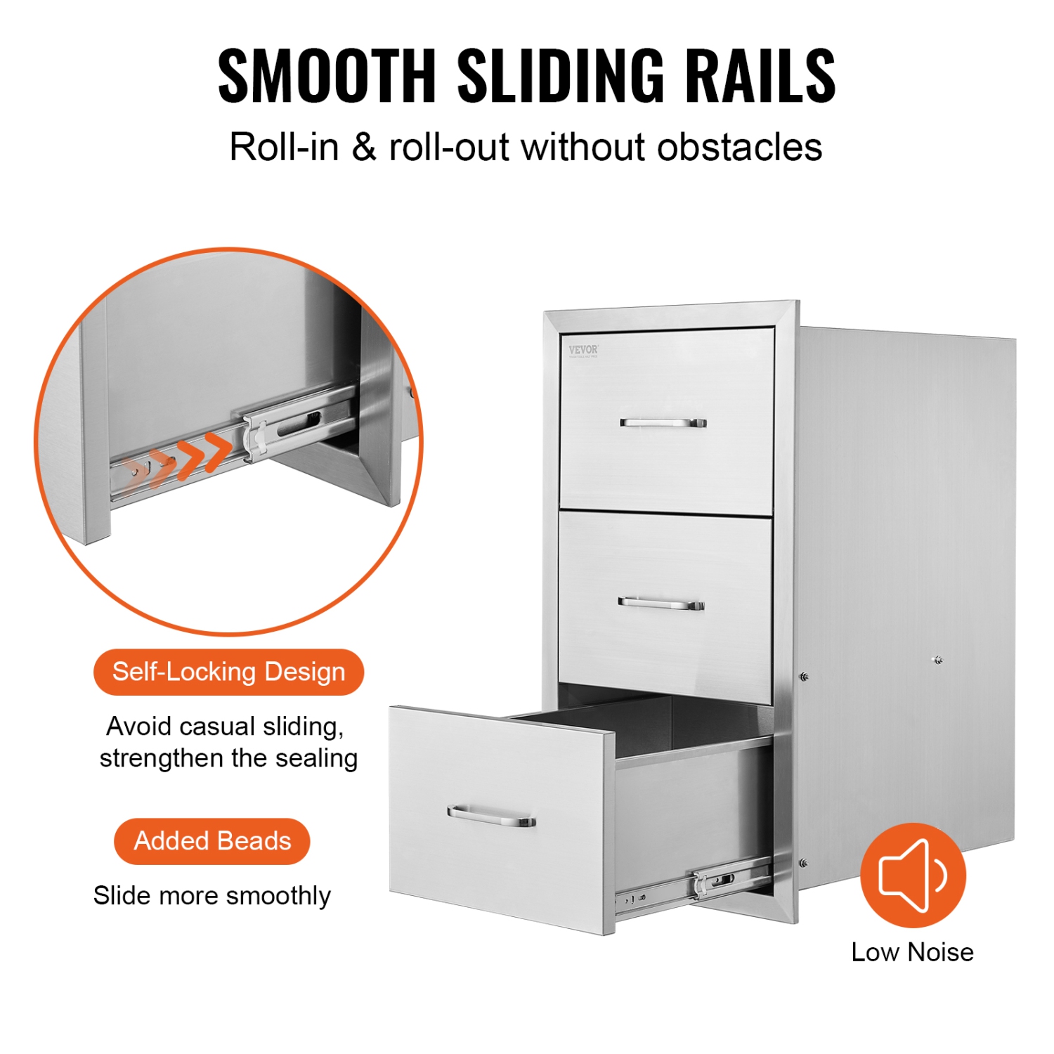 17&nbsp;W x 30 haut. X 21D po de VEVOR – Tiroirs à double accès en acier inoxydable avec porte-essuie-tout pour îlot de barbecue ou poste de barbecue