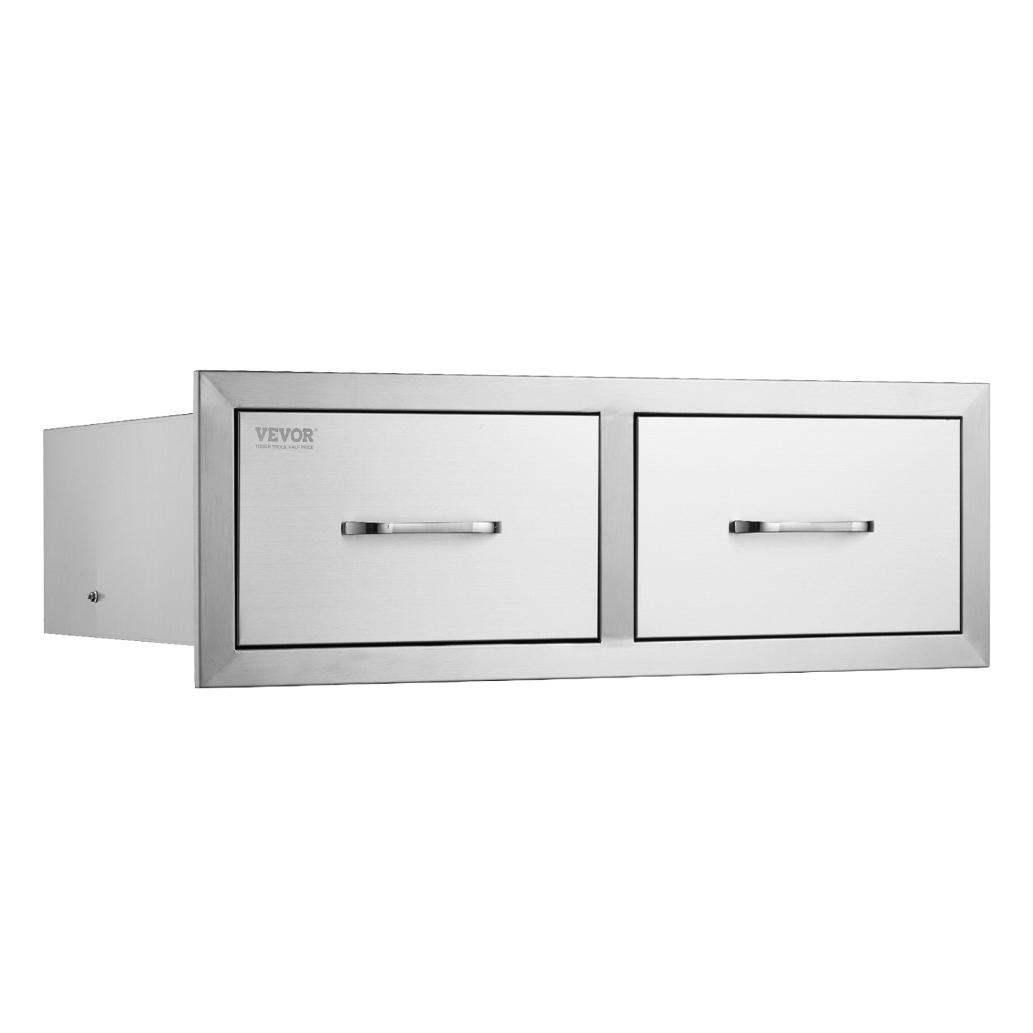 Tiroirs de cuisine pour l'extérieur VEVOR 30&nbsp;W x 10 H x 20 P, deux tiroirs horizontaux d'accès pour barbecue en acier inoxydable avec poignée,