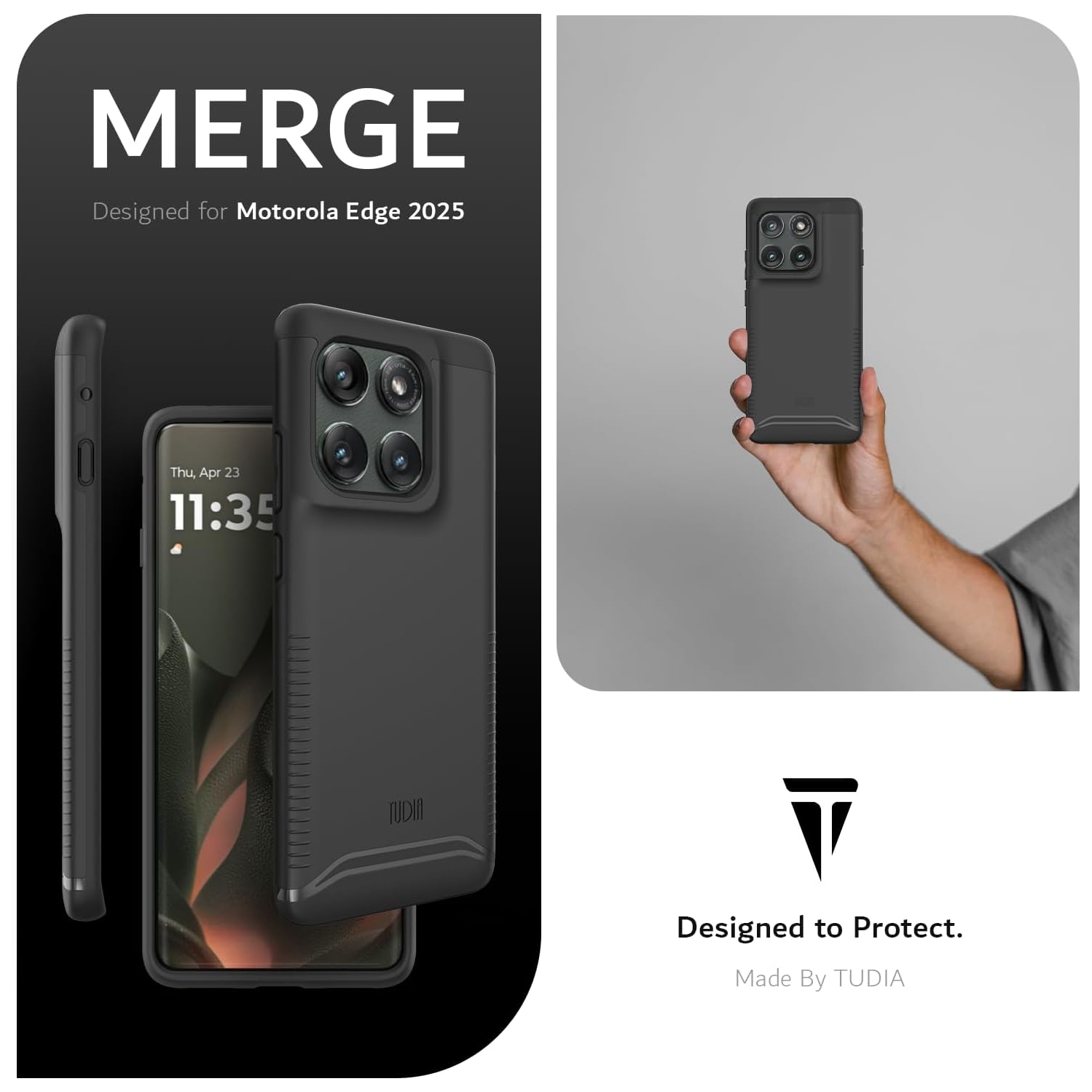 TUDIA Merge Motorola Edge 2025 Case MagSafe Compatible - Matte Black