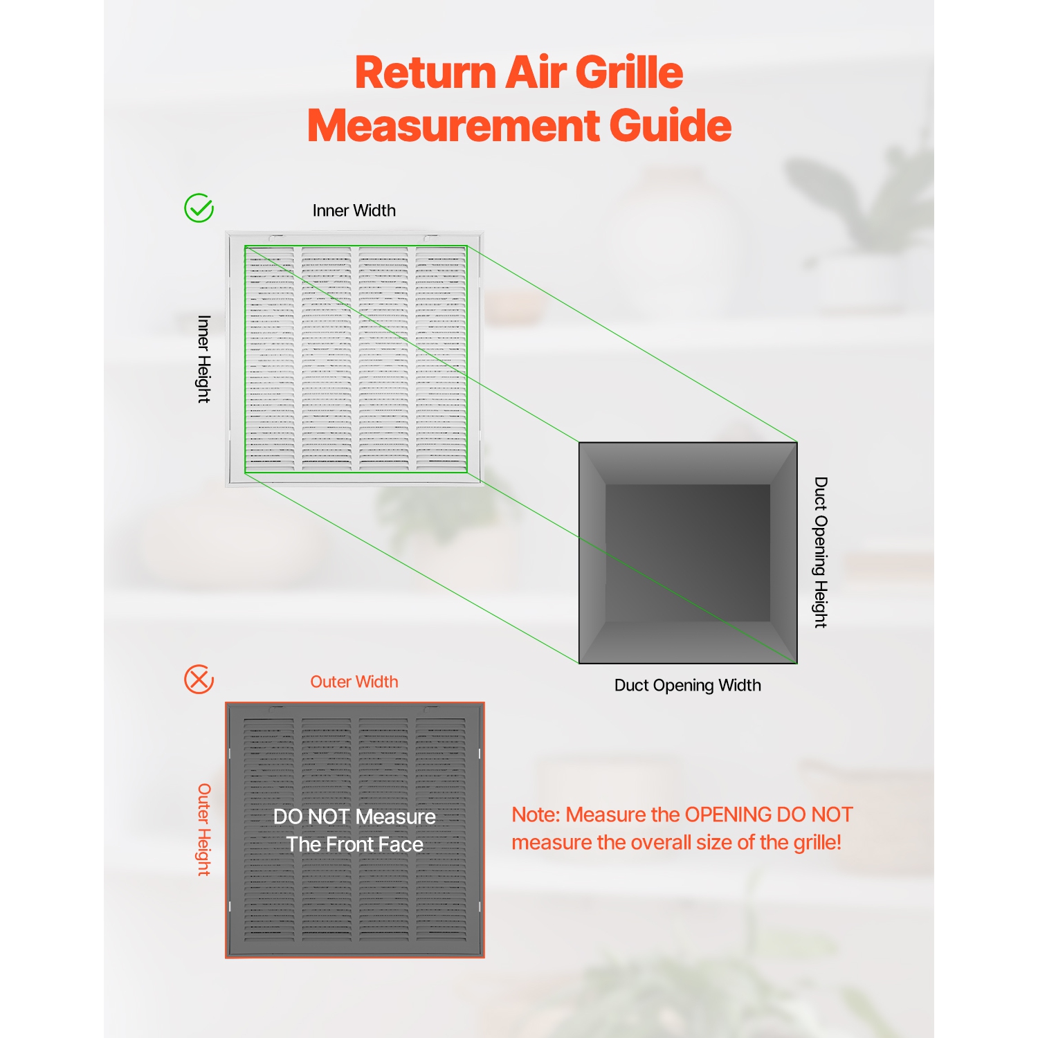 VEVOR Fits W20 x H20in Return Air Filter Grille, Filter Included, Return Air Vent Cover for Wall, Powder-Coated Steel Return Air Grill Detachable