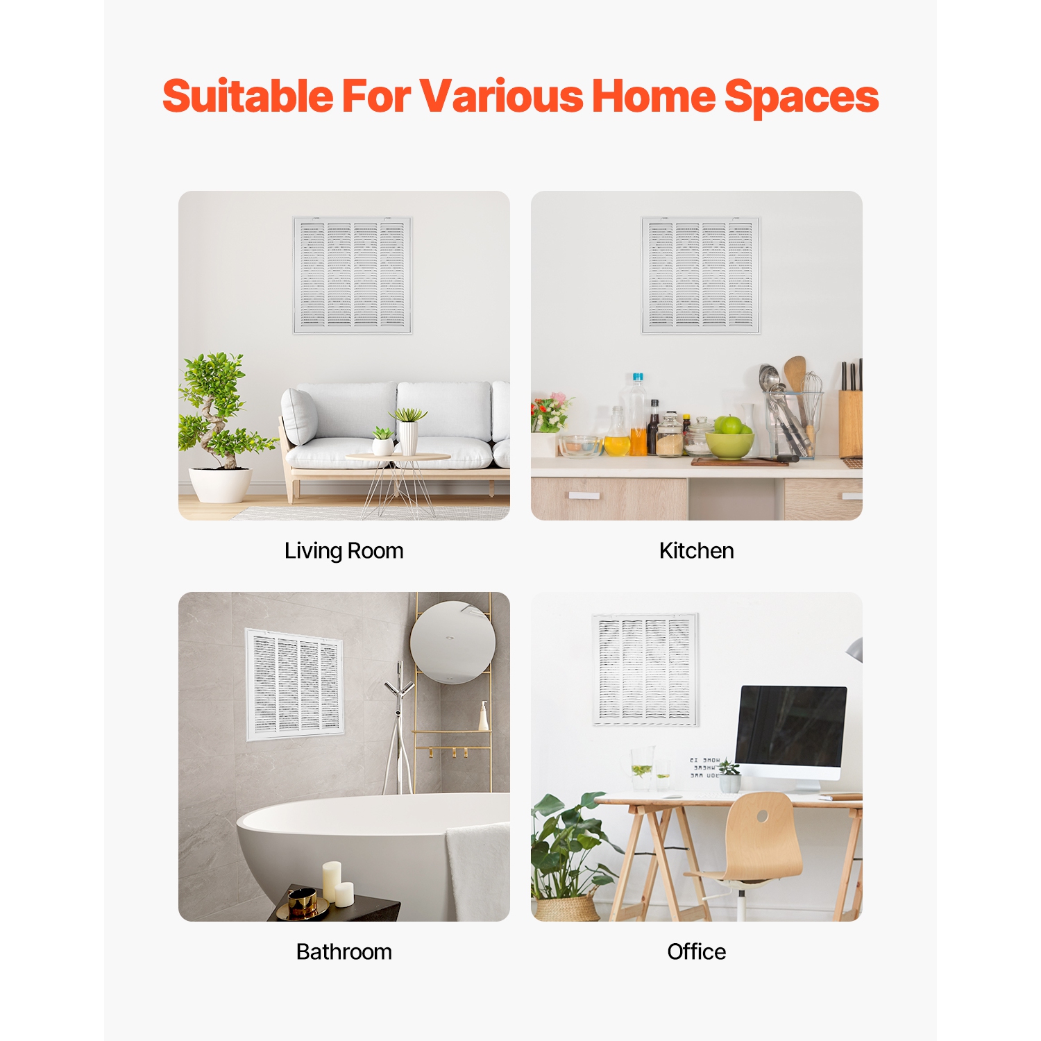 VEVOR Fits W20 x H20in Return Air Filter Grille, Filter Included, Return Air Vent Cover for Wall, Powder-Coated Steel Return Air Grill Detachable