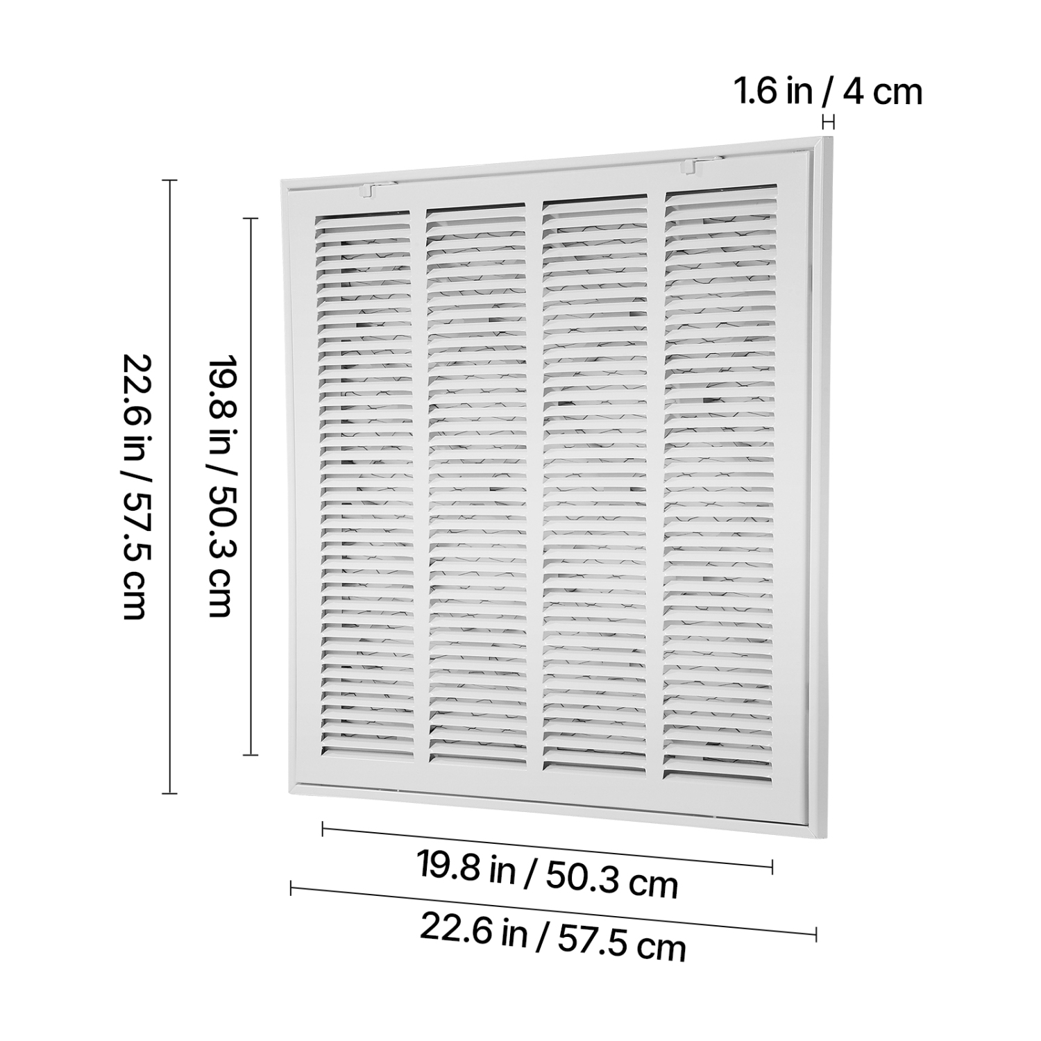 VEVOR Fits W20 x H20in Return Air Filter Grille, Filter Included, Return Air Vent Cover for Wall, Powder-Coated Steel Return Air Grill Detachable