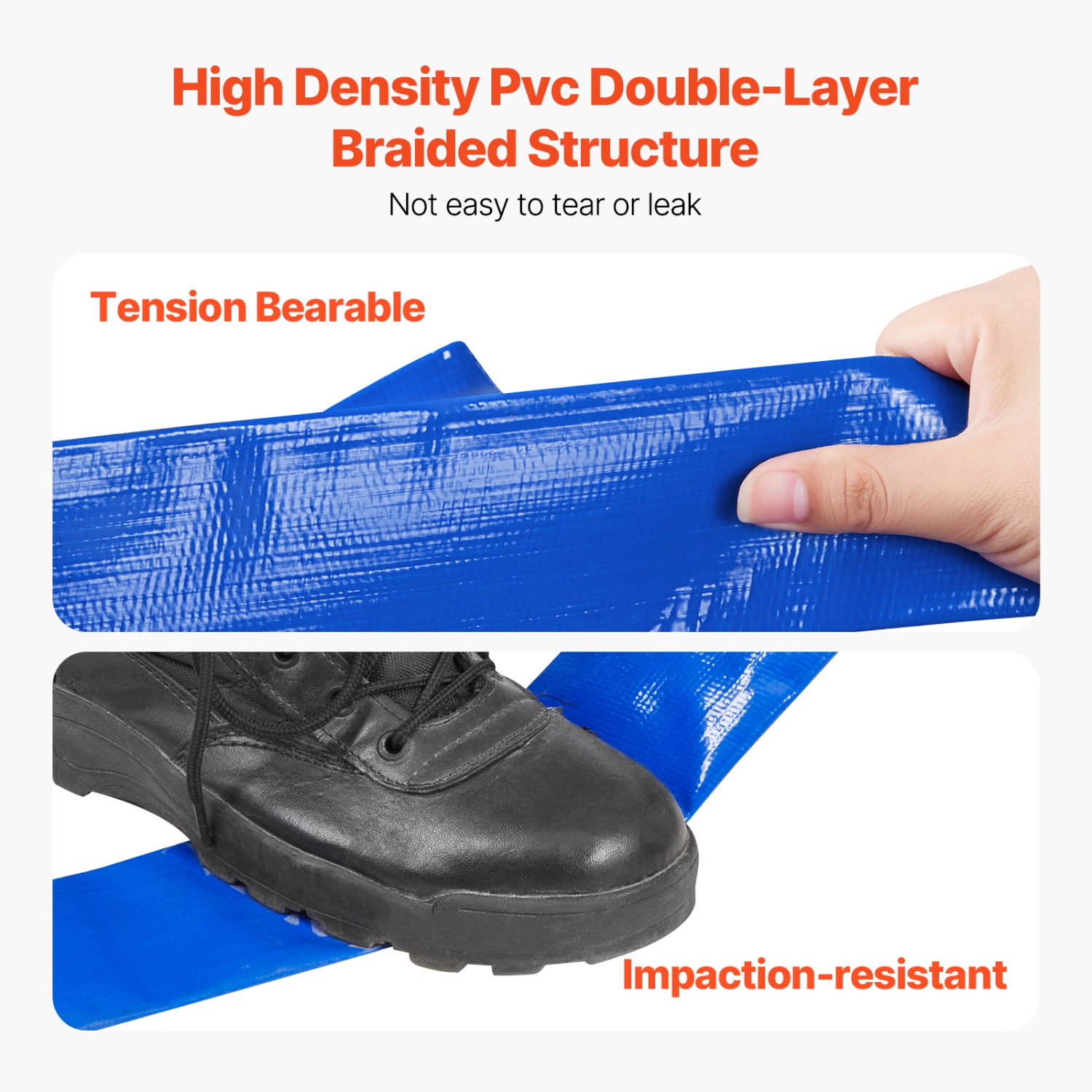 VEVOR 2 in x 100 ft Backwash Hose, Blue High Quality PVC Hose, with Clamps, Camlock, Aluminum Fittings, Fit Various Pumps, for Sewage Treatment and