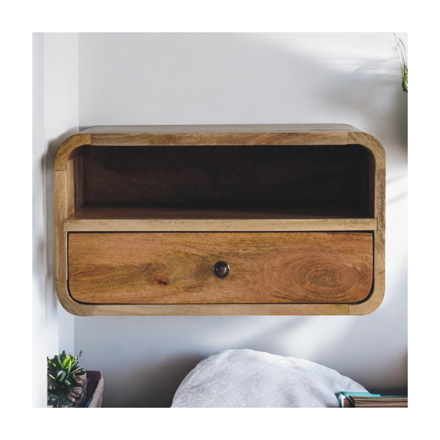 Lit flottant en bois massif à grandes fentes en chêne d'Artisan Furniture