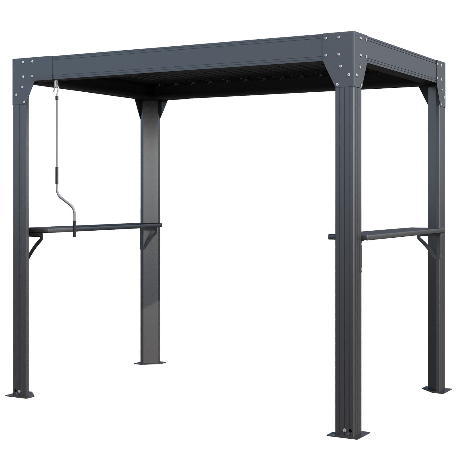 Abri de jardin en aluminium de 5 x 8 pi pour barbecue d'EROMMY – Toit réglable, drainage intégré et rangement latéral – Noir