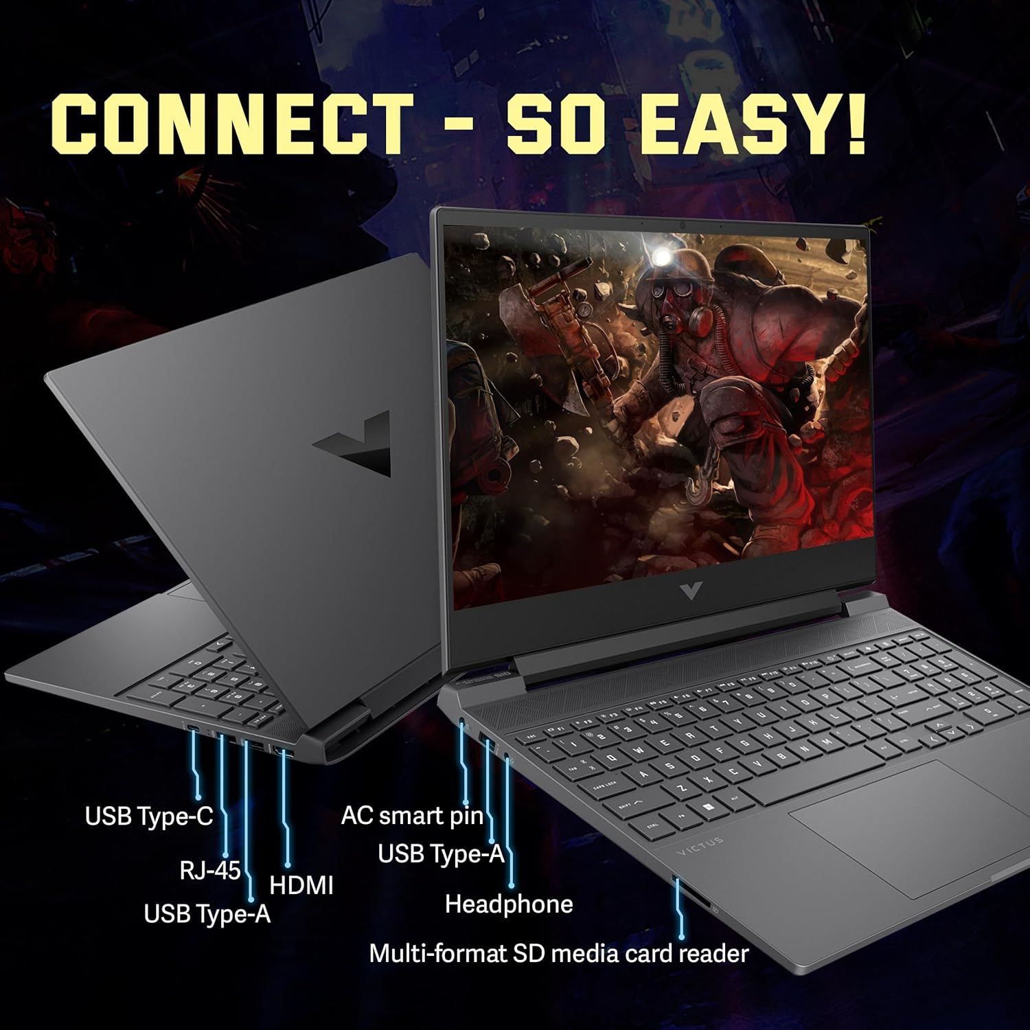 Refurbished - HP Victus 15.6" Full HD 144Hz Gaming Laptop, AMD Ryzen 5-7535HS, 1TB PCIe SSD, 32GB DDR5 RAM, AMD Radeon RX 6550M, Backlit Keyboard,