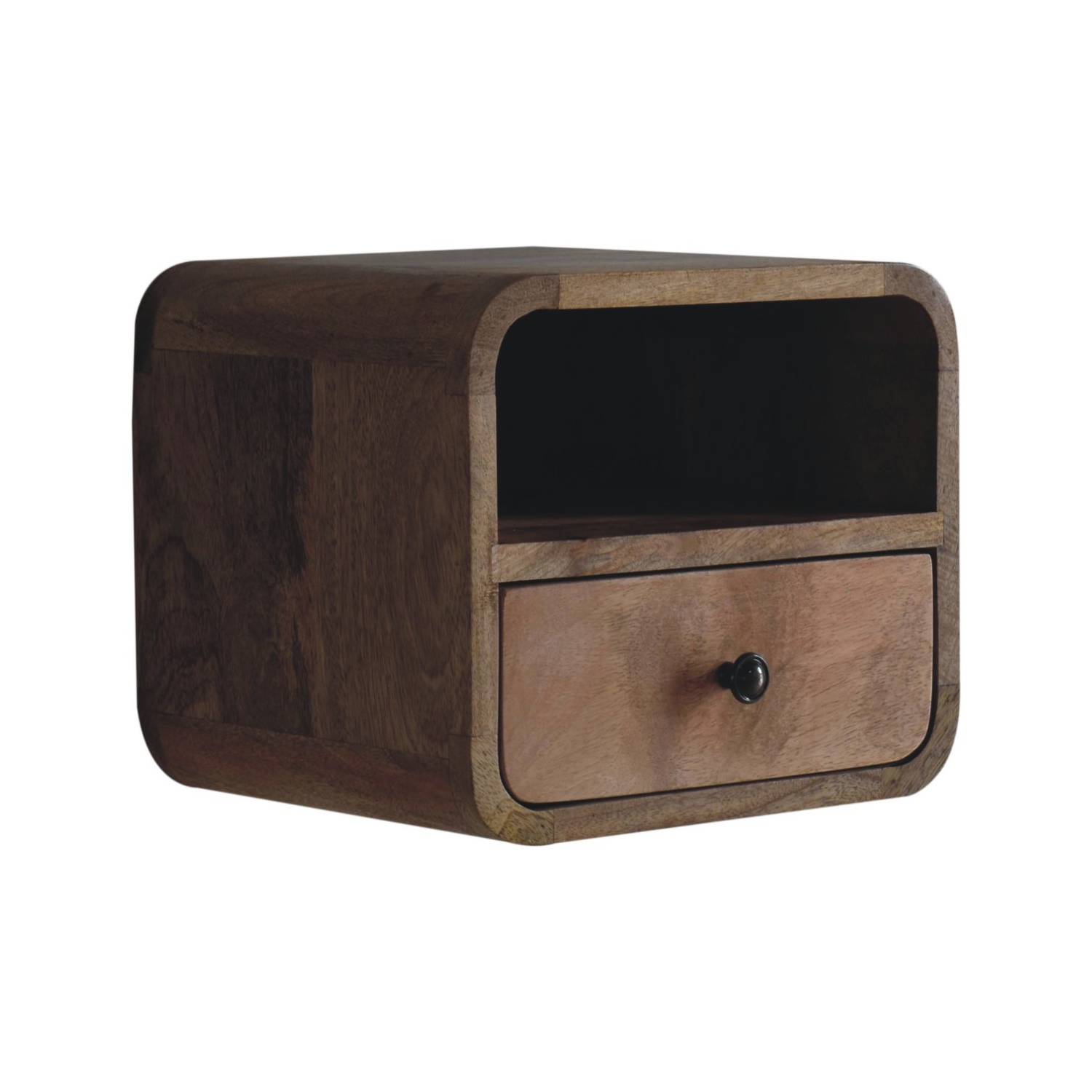 Artisan Furniture – Très petit lit mural incurvé en bois massif avec fente ouverte, très petit lit