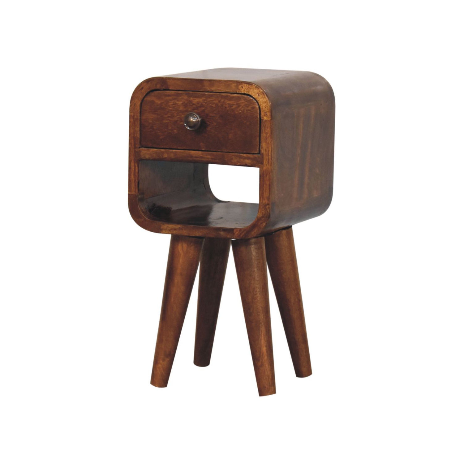 Artisan Furniture – Lit de chevet courbé extra-miniature en bois massif marron