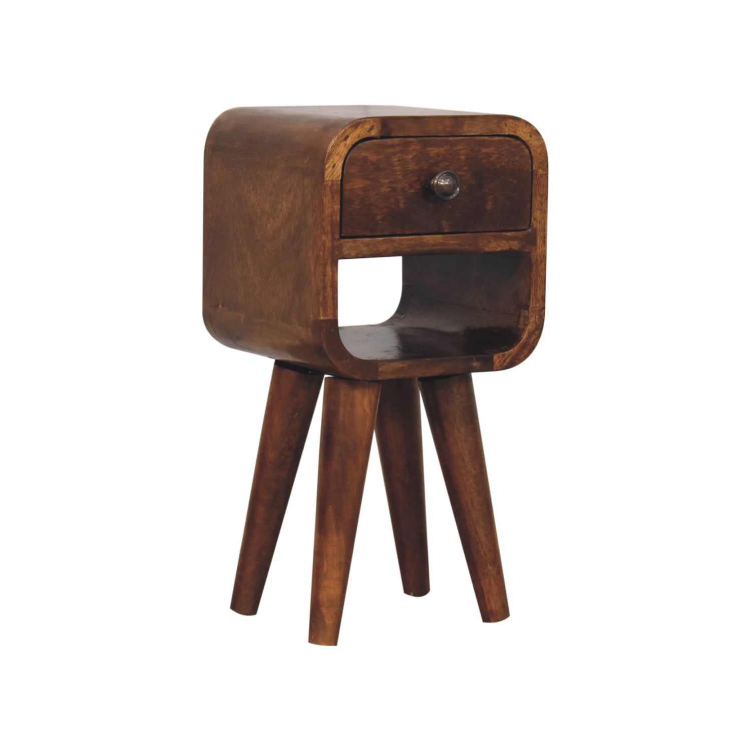 Artisan Furniture – Lit de chevet courbé extra-miniature en bois massif marron