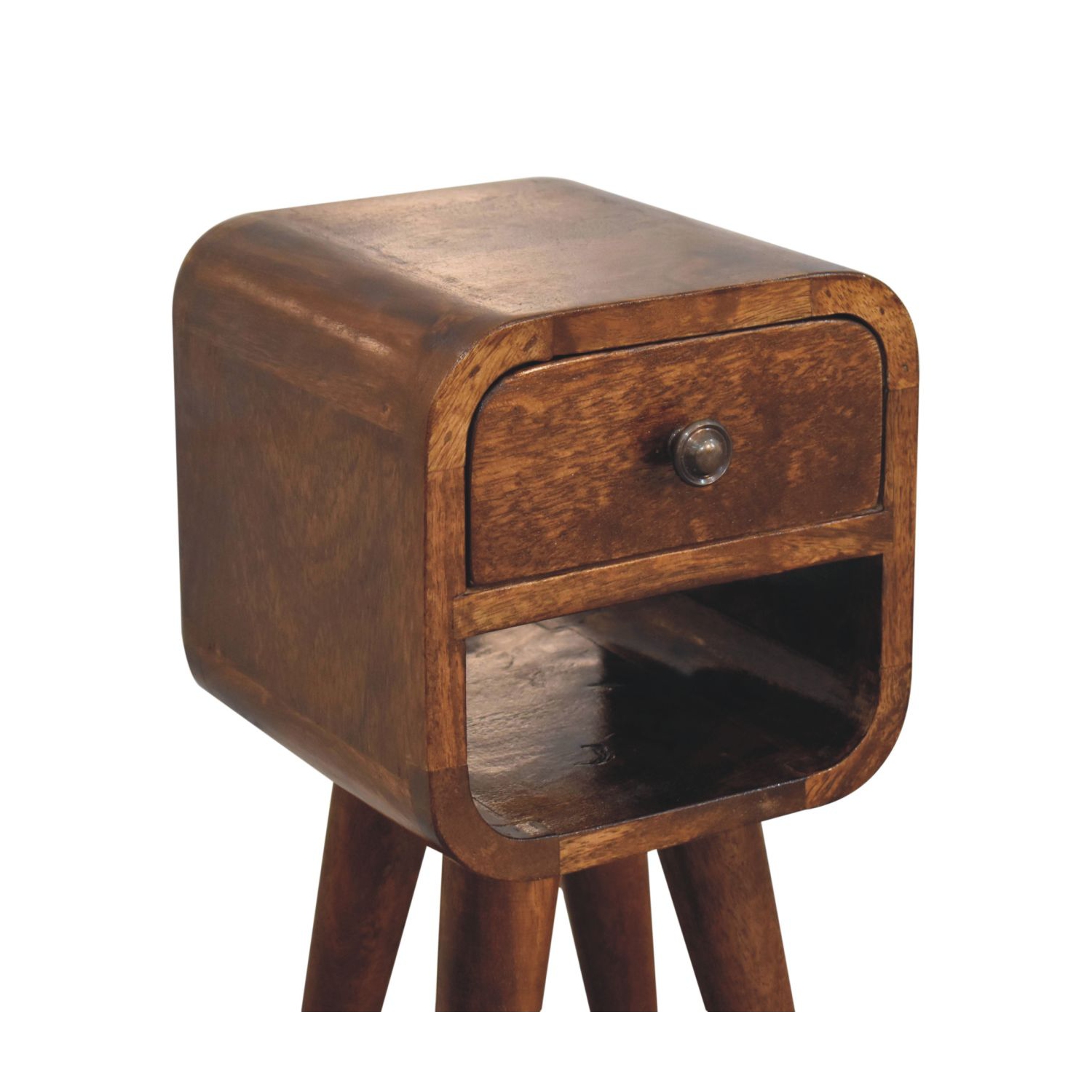 Artisan Furniture – Lit de chevet courbé extra-miniature en bois massif marron