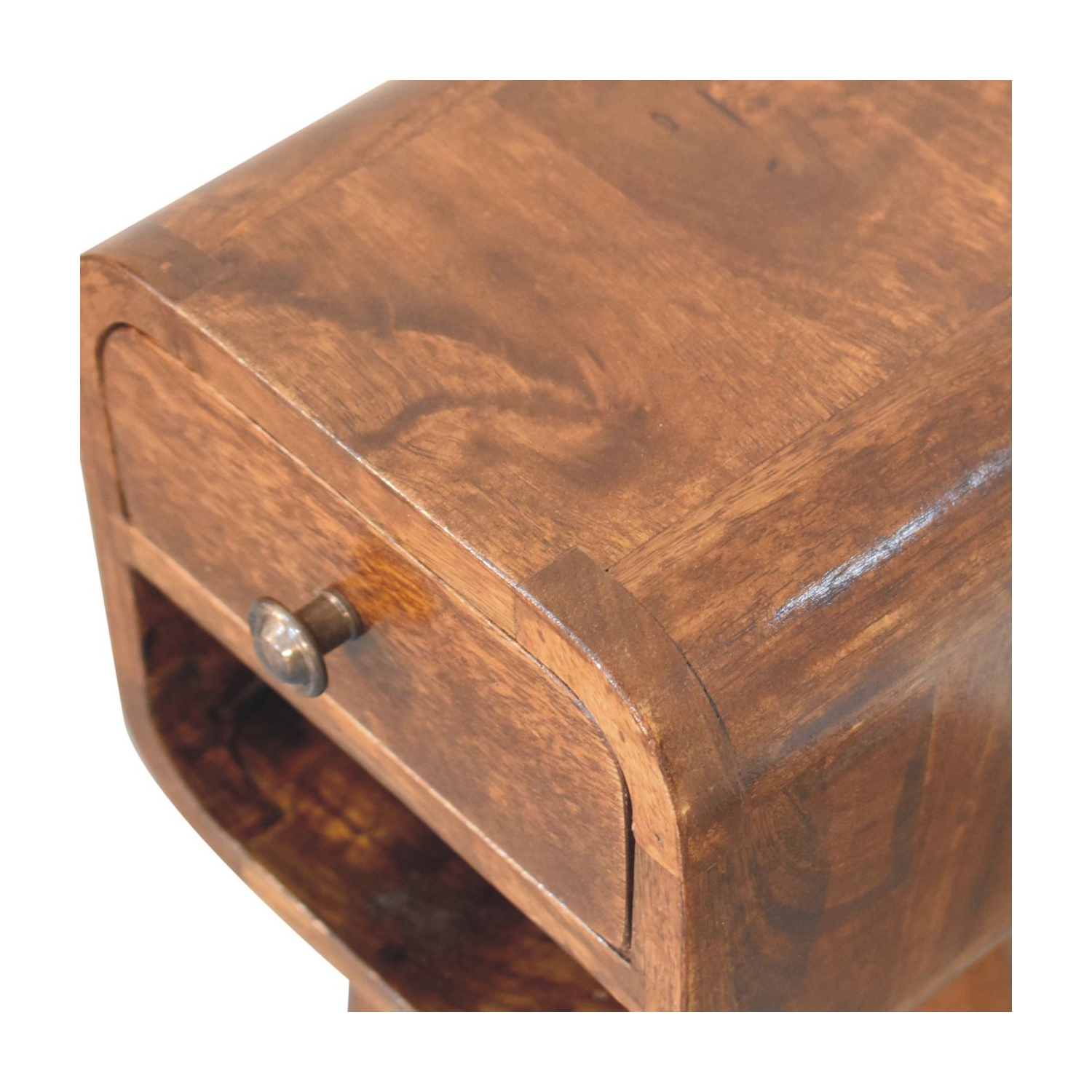 Artisan Furniture – Lit de chevet courbé extra-miniature en bois massif marron