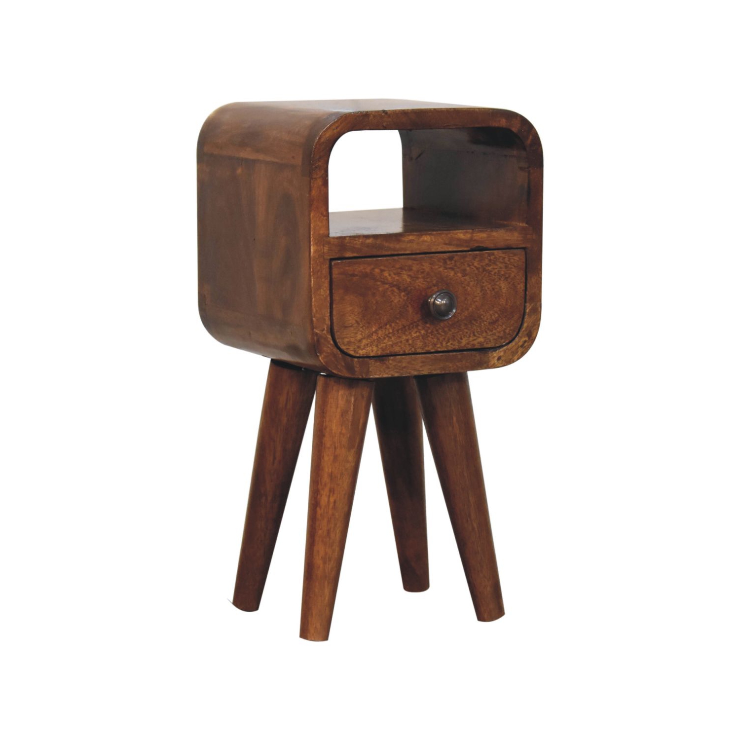 Artisan Furniture – Lit de chevet courbé à fentes ouvertes extra mini marron en bois massif