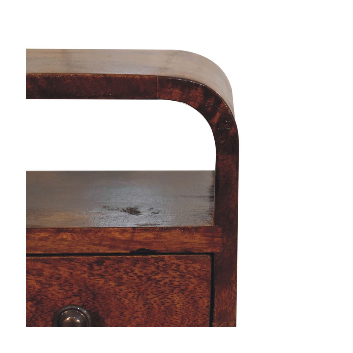 Artisan Furniture – Lit de chevet courbé à fentes ouvertes extra mini marron en bois massif