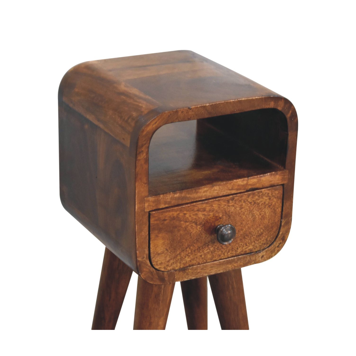 Artisan Furniture – Lit de chevet courbé à fentes ouvertes extra mini marron en bois massif