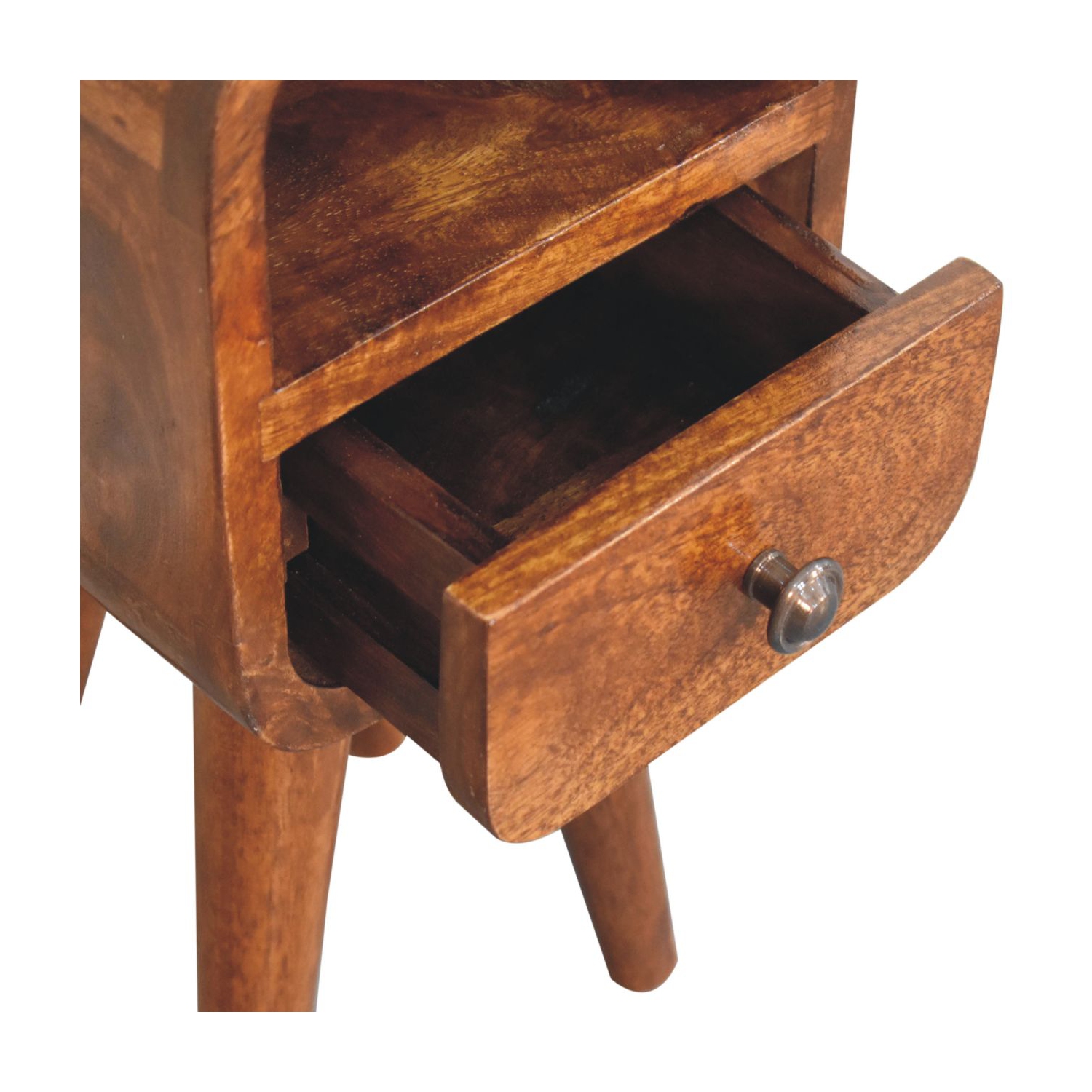 Artisan Furniture – Lit de chevet courbé à fentes ouvertes extra mini marron en bois massif