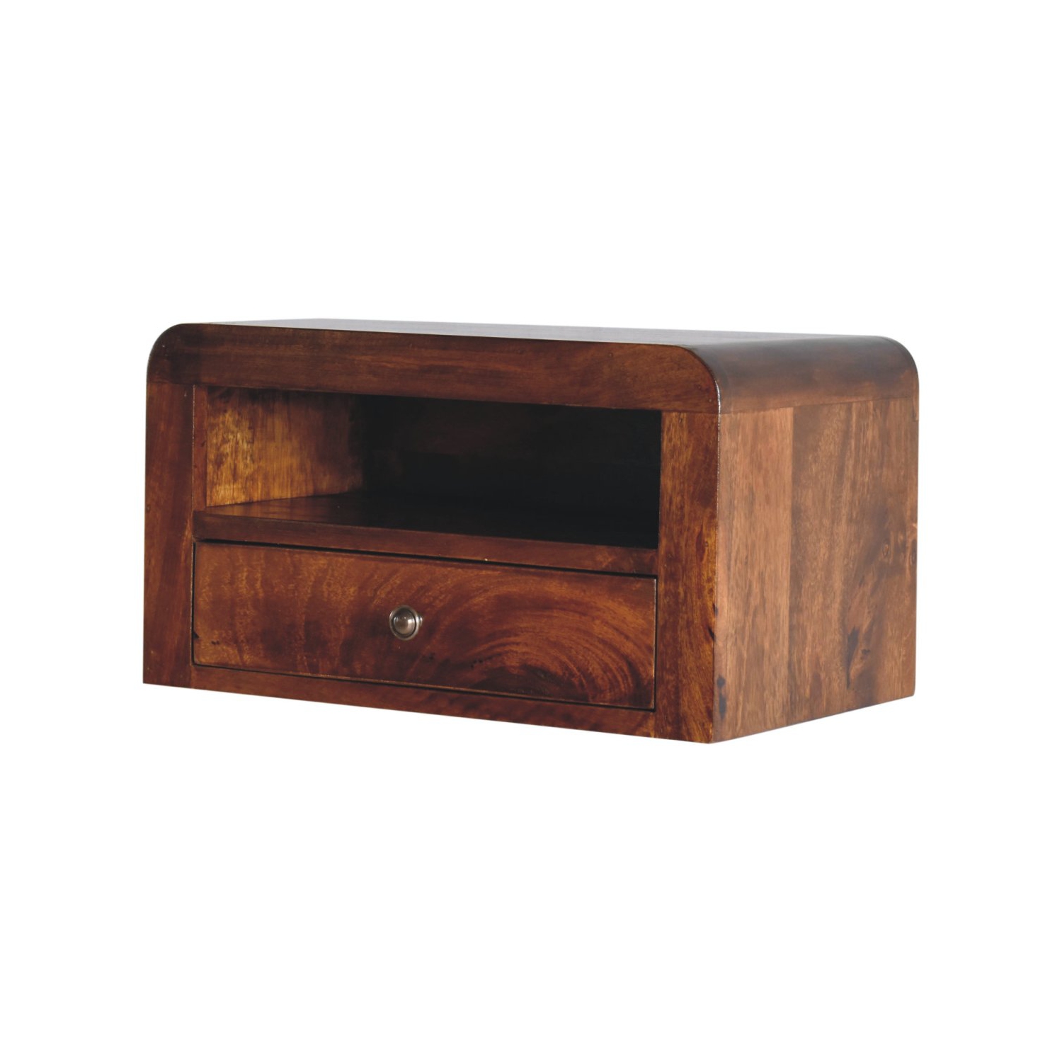 Table de chevet murale à 1 tiroirs en bois massif marron d'Artisan Furniture