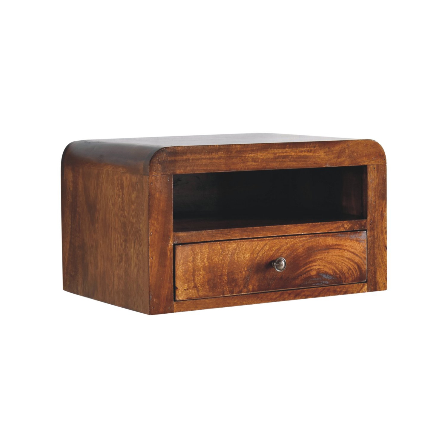 Table de chevet murale à 1 tiroirs en bois massif marron d'Artisan Furniture