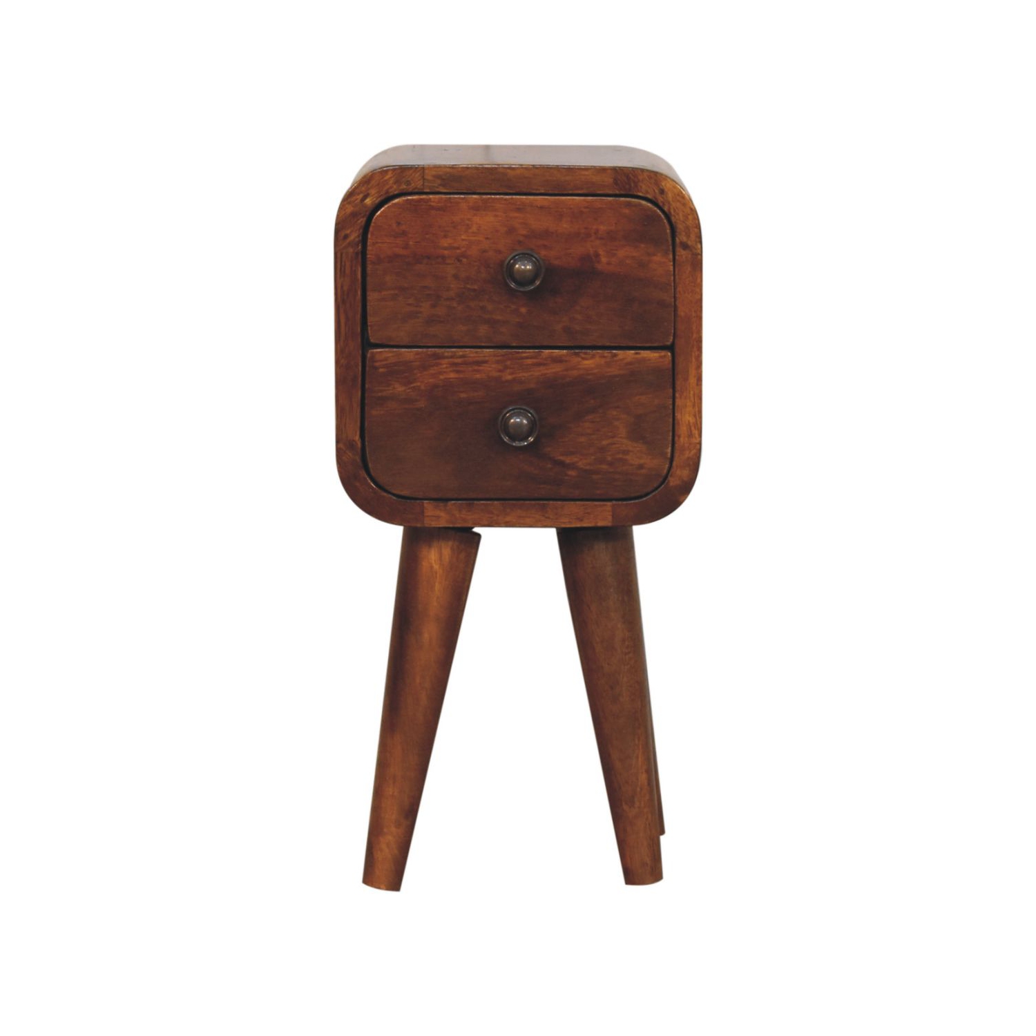 Artisan Furniture – Petite table de chevet incurvée en bois massif marron extra