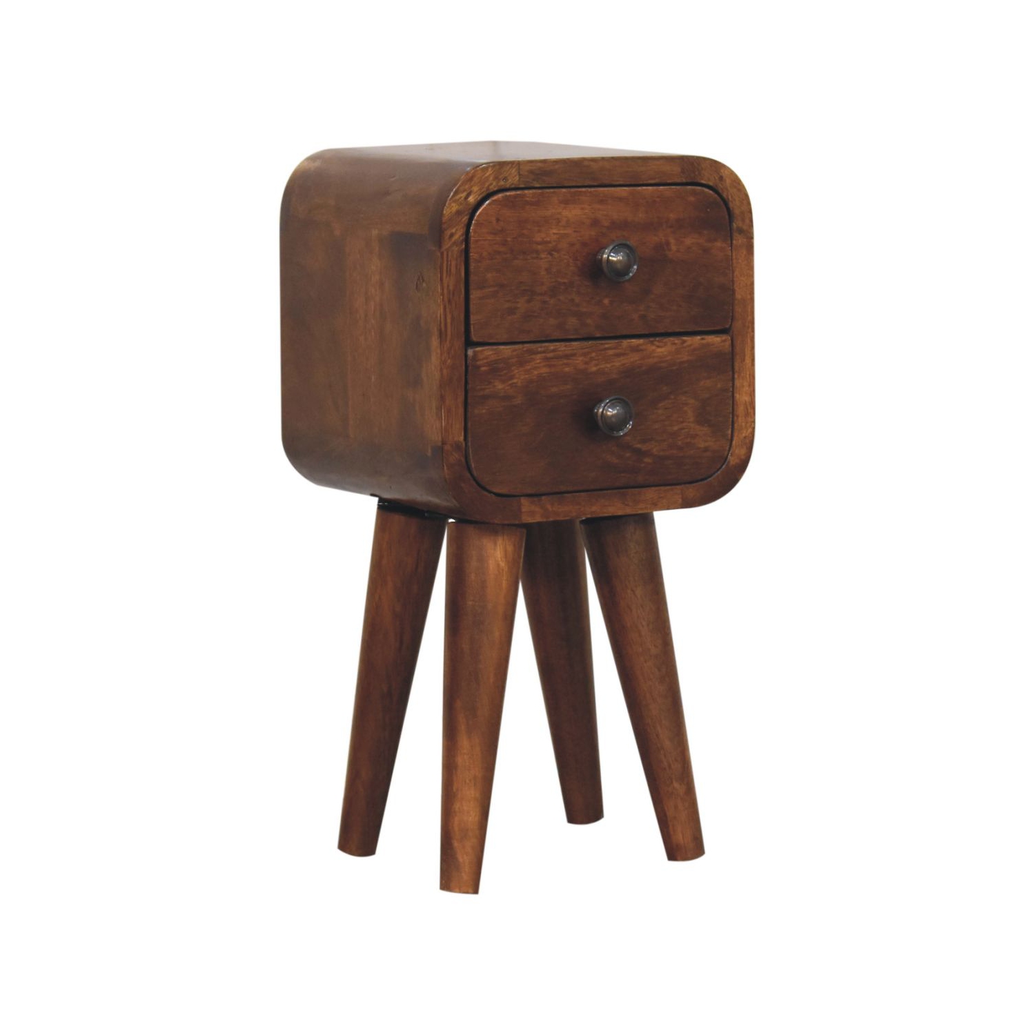 Artisan Furniture – Petite table de chevet incurvée en bois massif marron extra