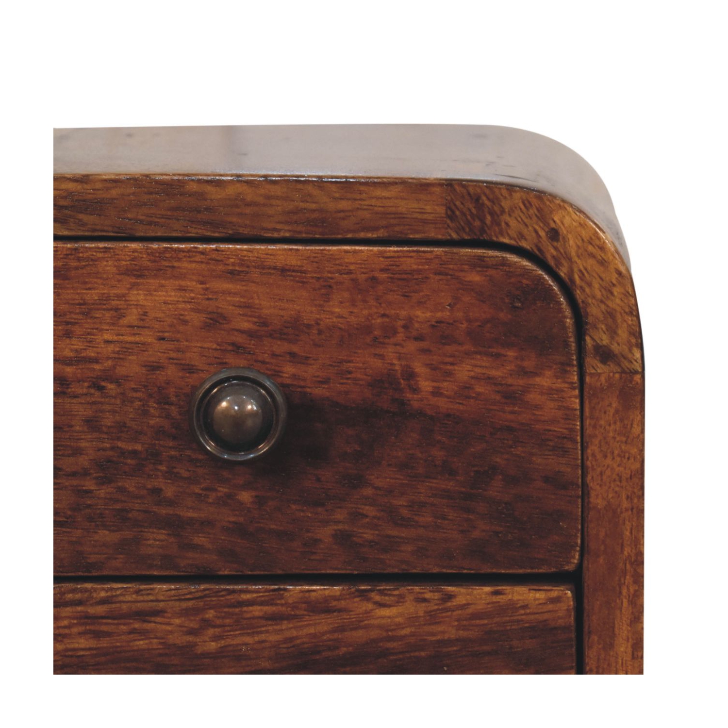 Artisan Furniture – Petite table de chevet incurvée en bois massif marron extra