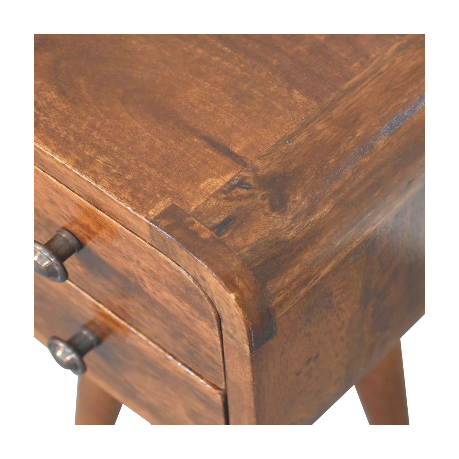 Artisan Furniture – Petite table de chevet incurvée en bois massif marron extra