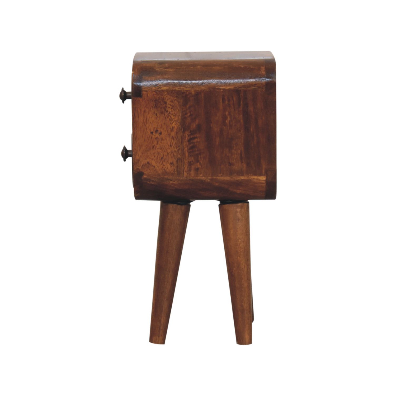 Artisan Furniture – Petite table de chevet incurvée en bois massif marron extra