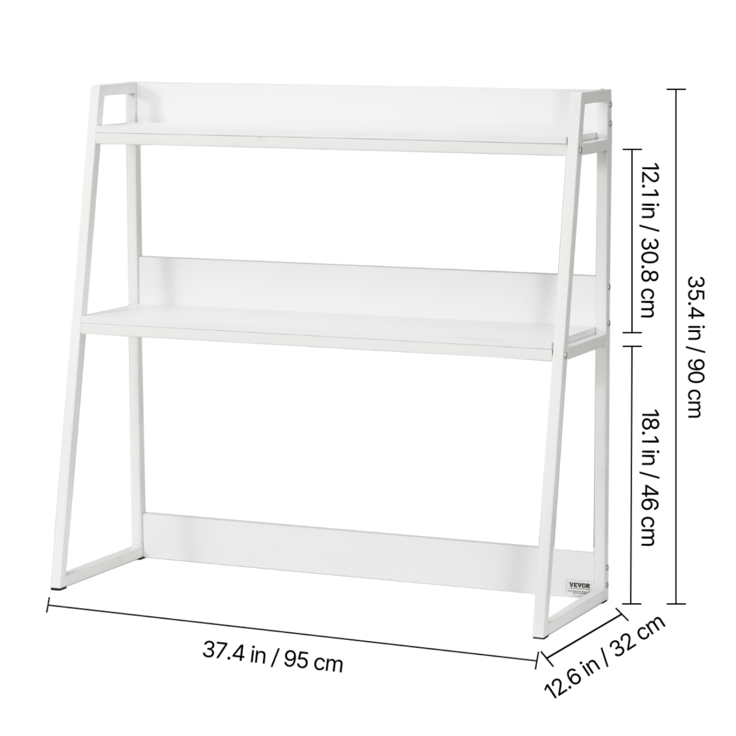 VEVOR 37.4" x 12.6" x 35.4" Desktop Bookshelf, 2-Tier Desktop Storage Organizer, Office Desk Storage Rack Display Shelf, Desktop Bookshelf Hutch with
