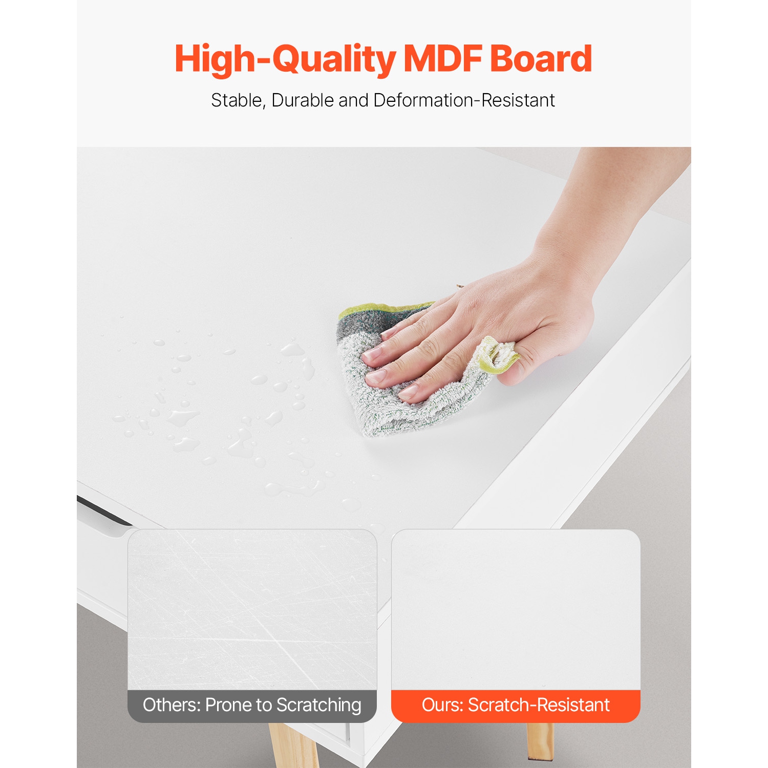 VEVOR Small Desk with Drawers, Kids Desk for Bedroom, Wooden Simple Study Table for Drawing, Reading, Writing, Rectangle MDF Furniture Study Storage