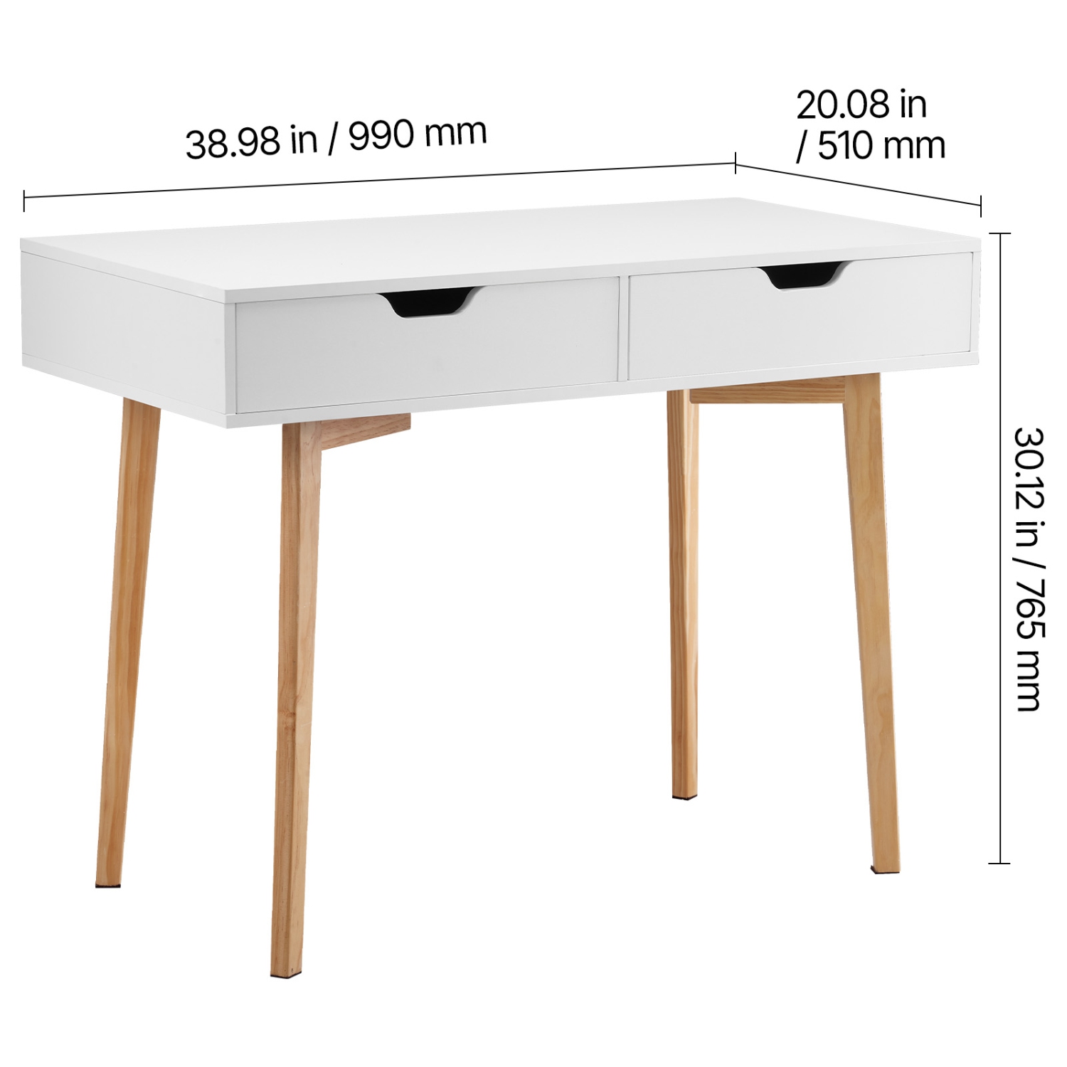 VEVOR Small Desk with Drawers, Kids Desk for Bedroom, Wooden Simple Study Table for Drawing, Reading, Writing, Rectangle MDF Furniture Study Storage