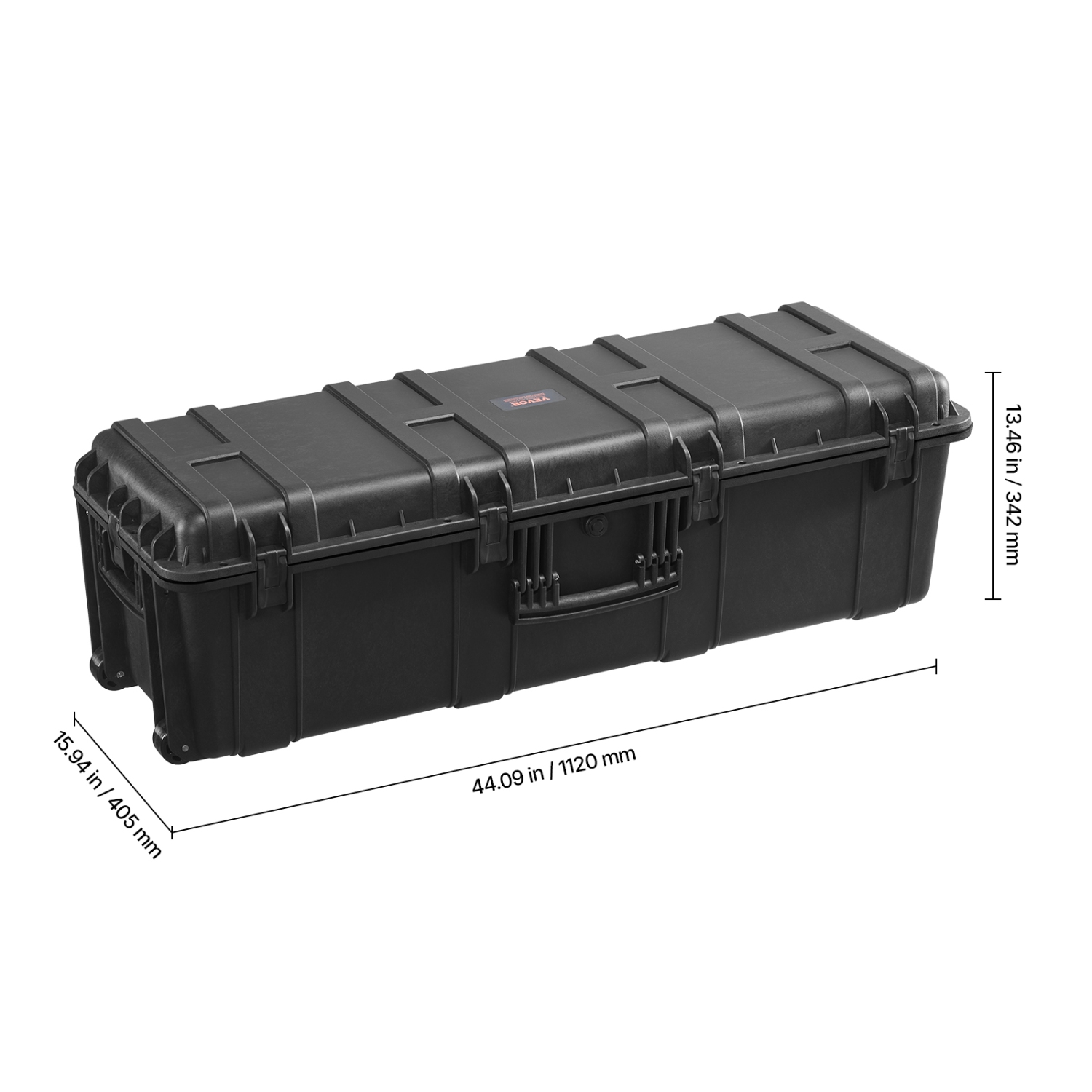 VEVOR 112x41x34 Weatherproof Hard Case, Heavy Duty Protective Dry Box Case with Pre-Cut Foam & Retractable Pull Handles for Travel, Hunt, Tactical,