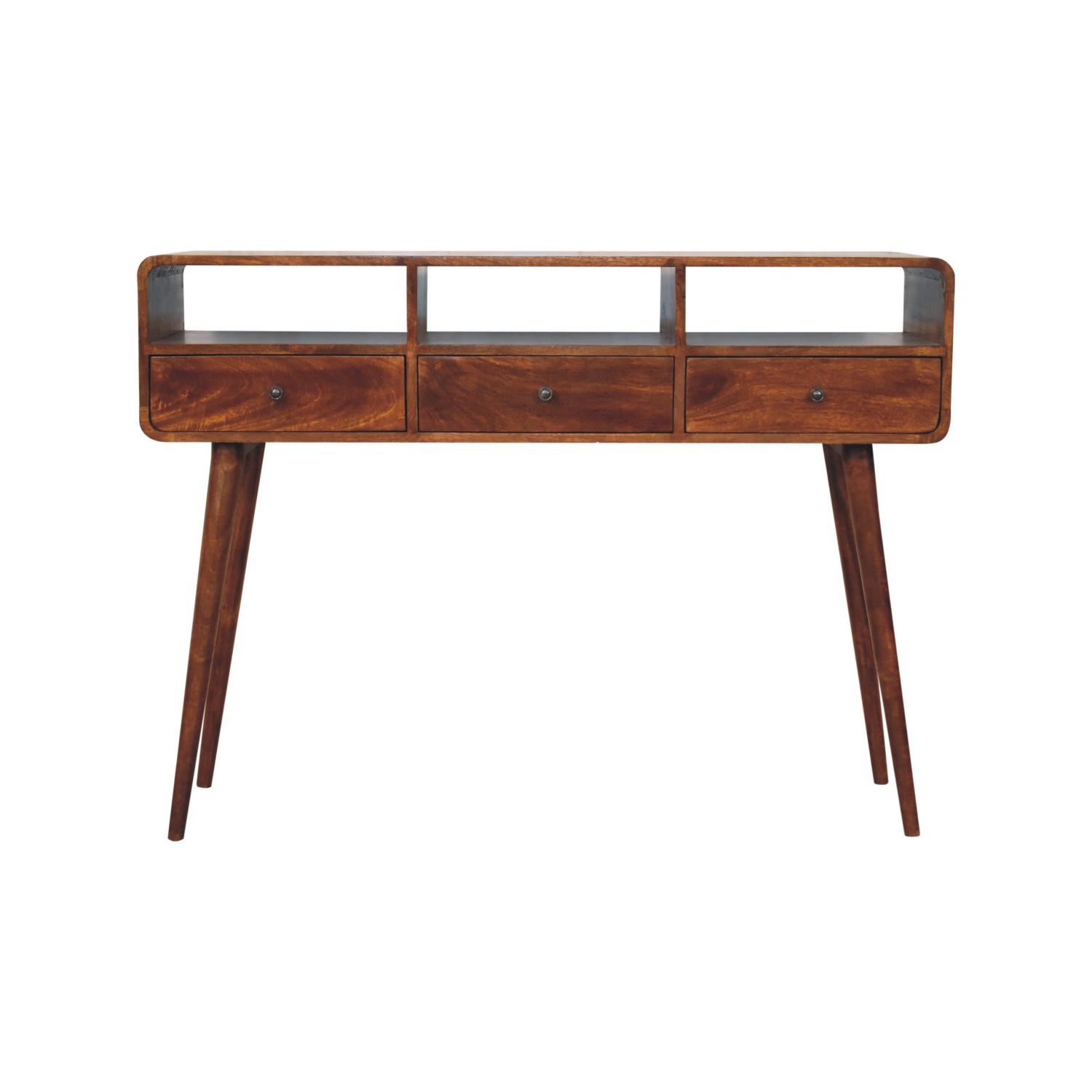 Artisan Furniture Solid Wood Triple Curved Chestnut Console Table
