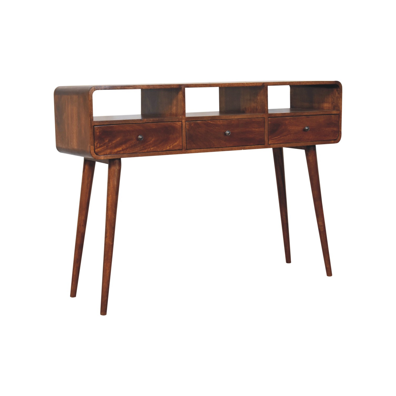 Artisan Furniture Solid Wood Triple Curved Chestnut Console Table