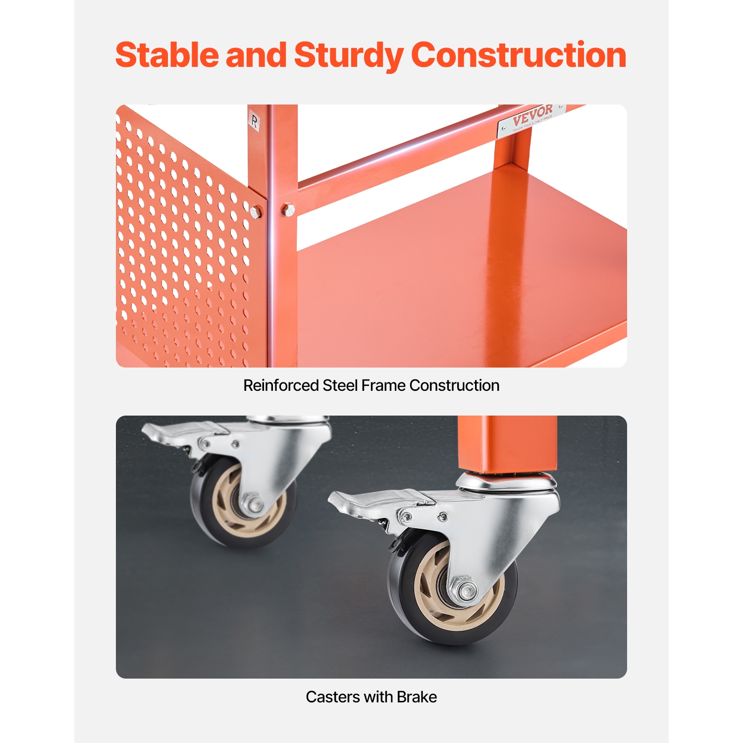VEVOR 40" x 24" Welding Table,Table with 800LBS Static Weight Capacity, Movable Steel Work Bench with 4 Wheels,Double-Layer Storage Board and