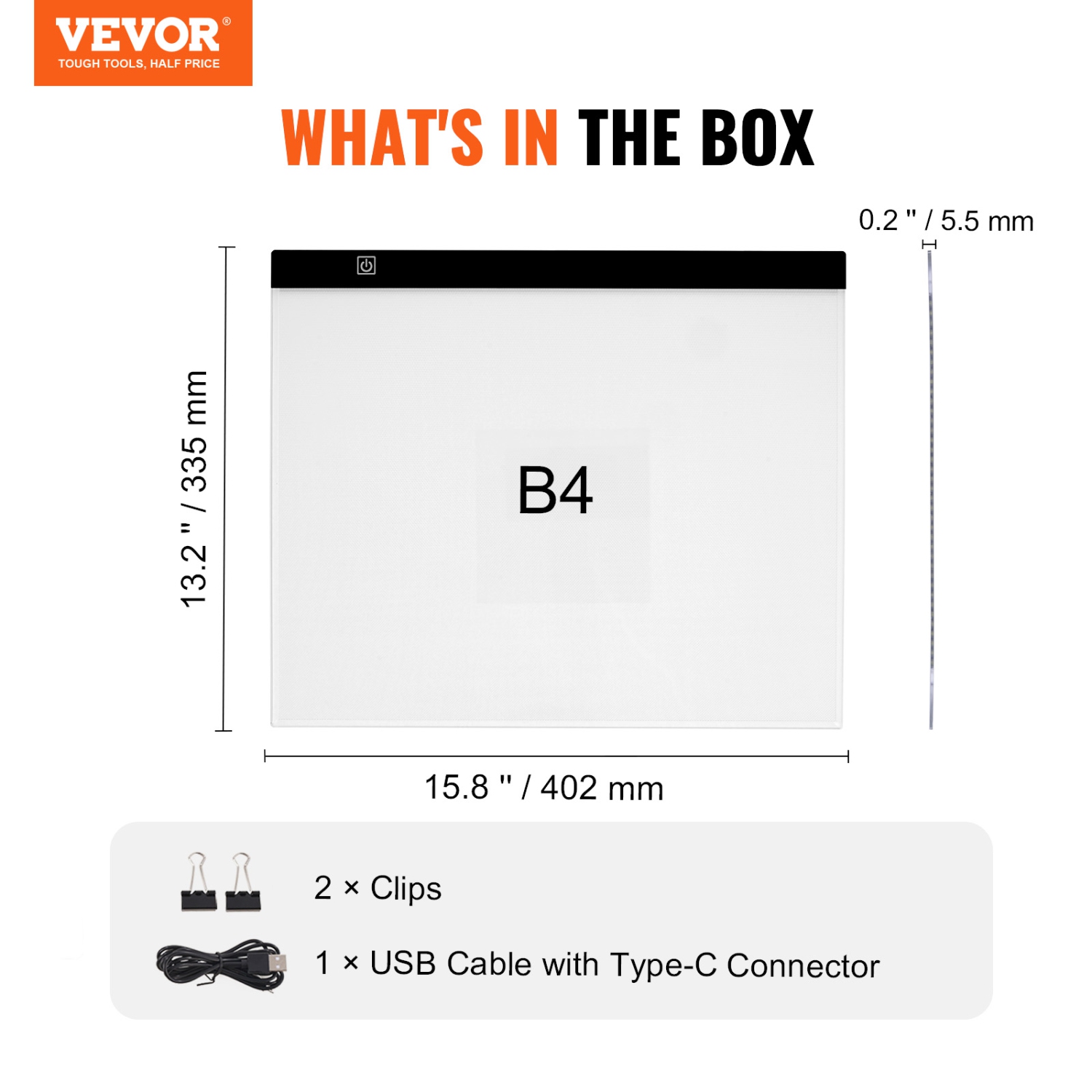 VEVOR Light Board, B4 LED Light Pad Ultra-Thin Portable Light Box, USB Powered Light Table for Art Tracing, Light Box for Diamond Painting,