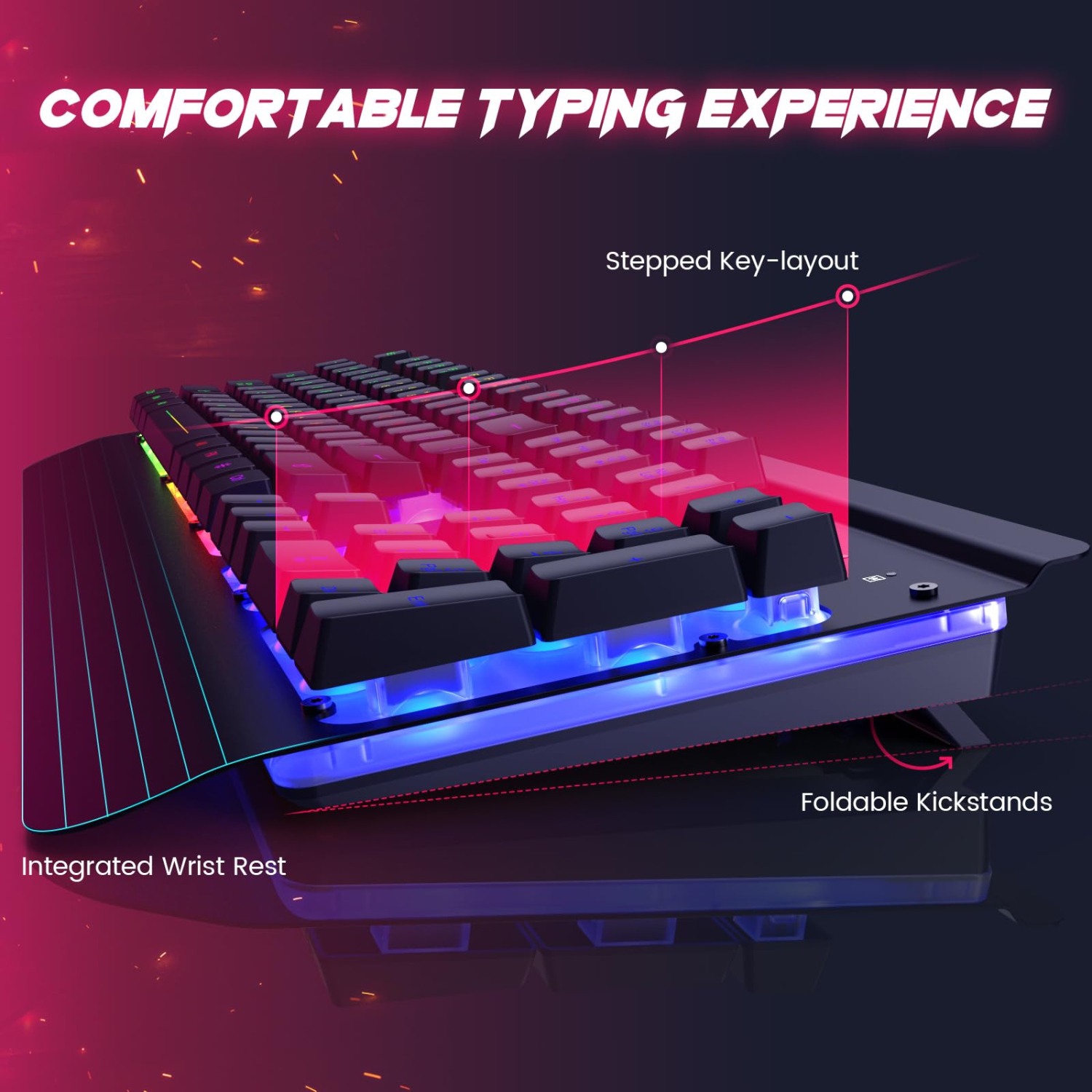 Gaming Keyboard and Mouse Combo, 104 Keys All-Metal Panel Light Up Silent Computer Keyboard, Wrist Rest, LED Backlit 4200 DPI Gaming Mouse, Wired