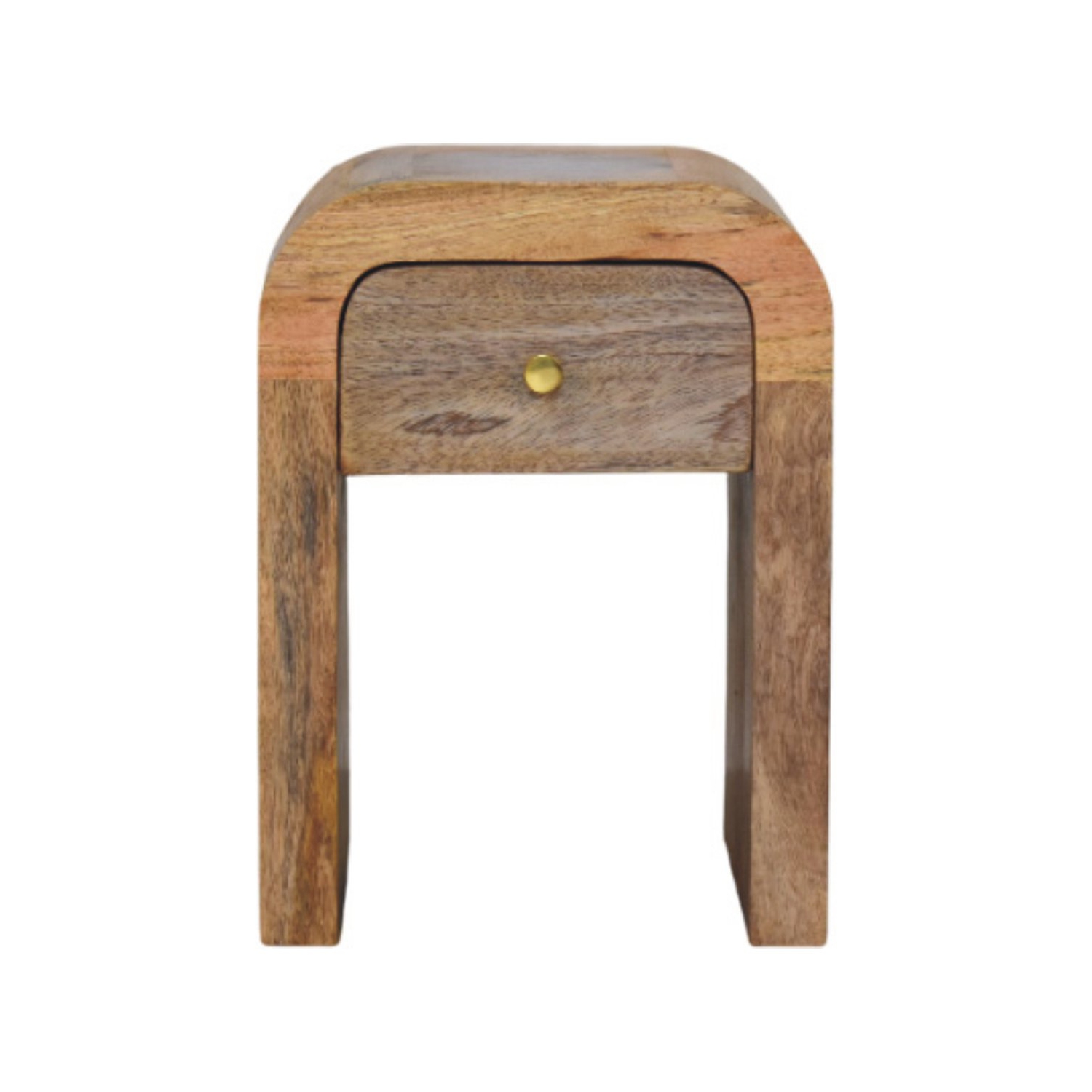 Table de chevet miniature en bois massif avec bords incurvés d'Artisan Furniture, fini chêne foncé