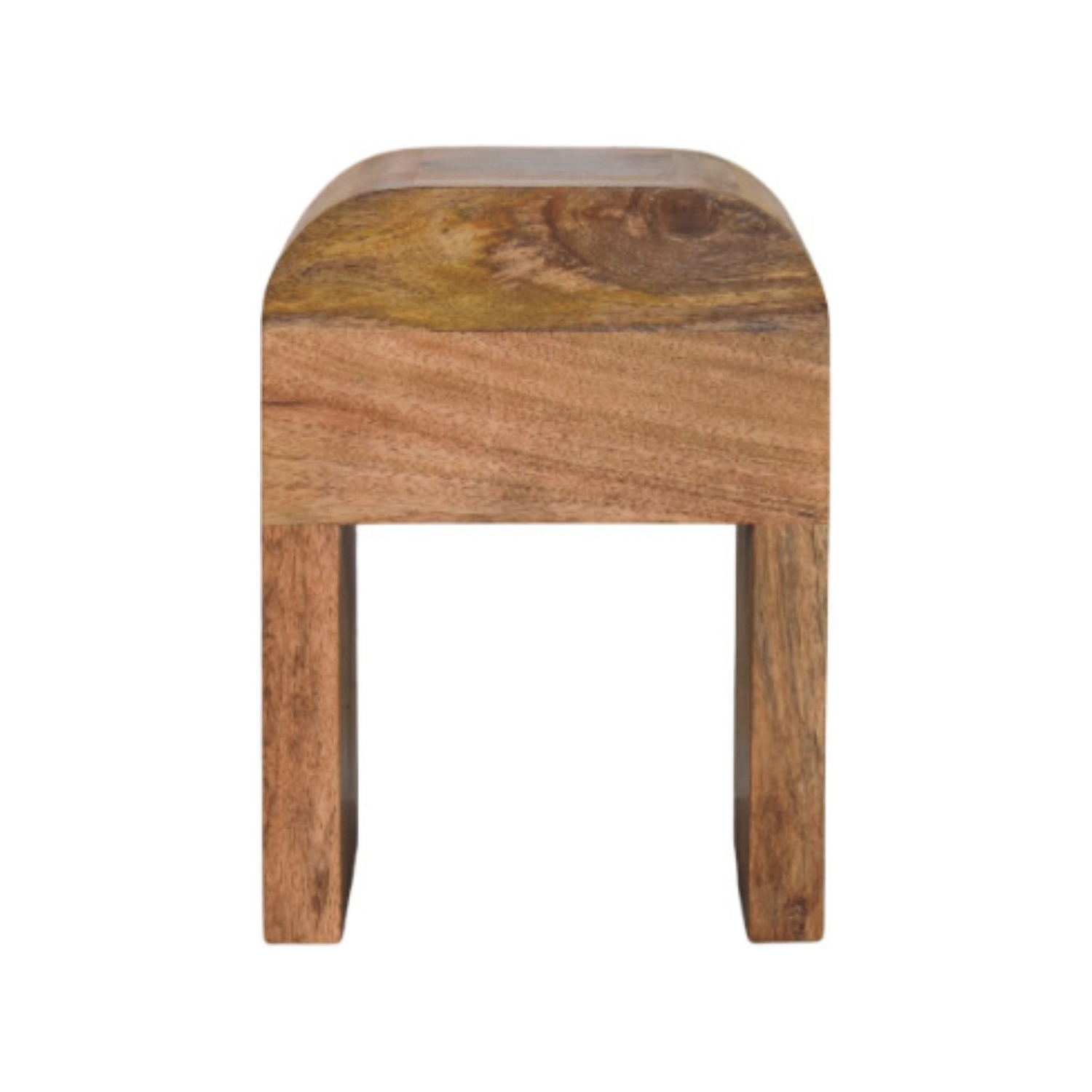 Table de chevet miniature en bois massif avec bords incurvés d'Artisan Furniture, fini chêne foncé