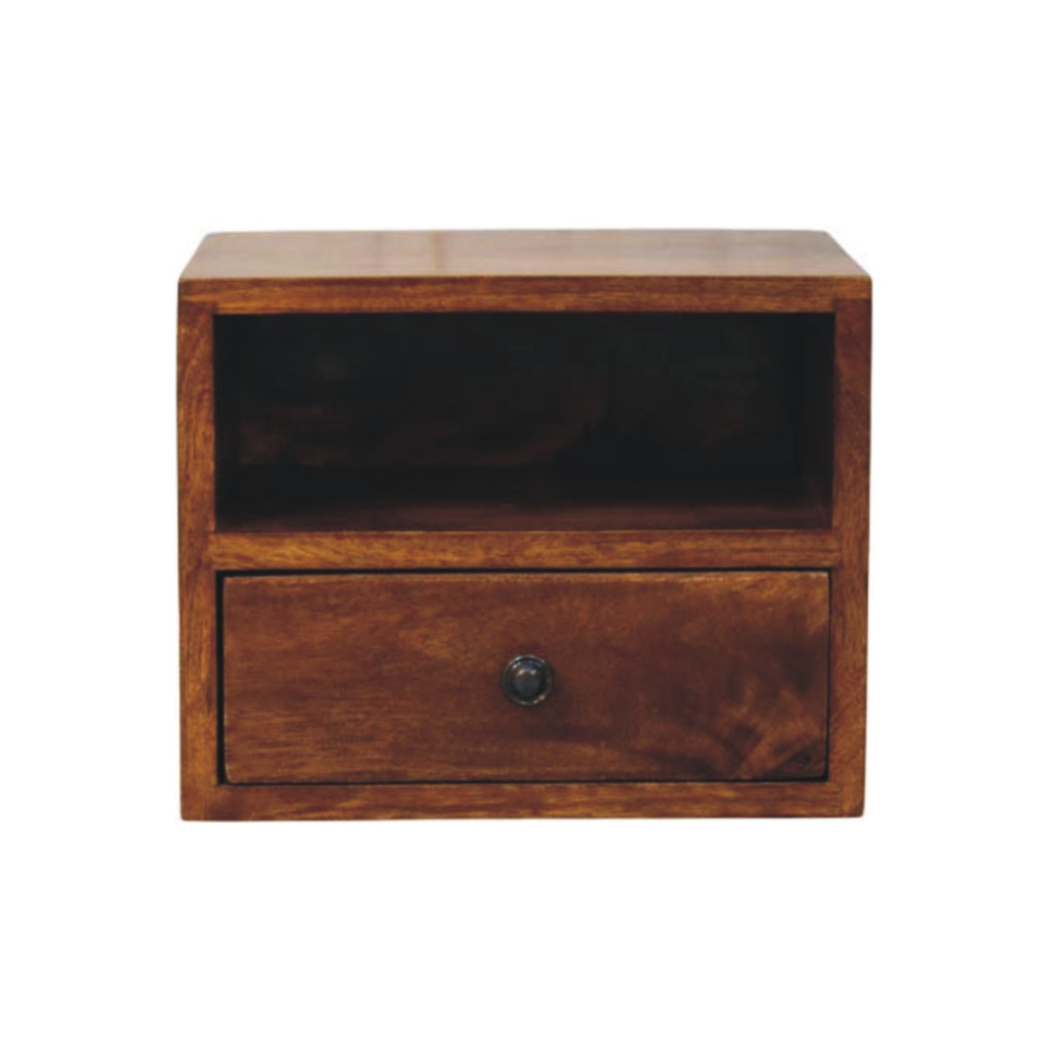 Artisan Furniture – Table de chevet murale à 1 tiroirs en bois massif massif marron