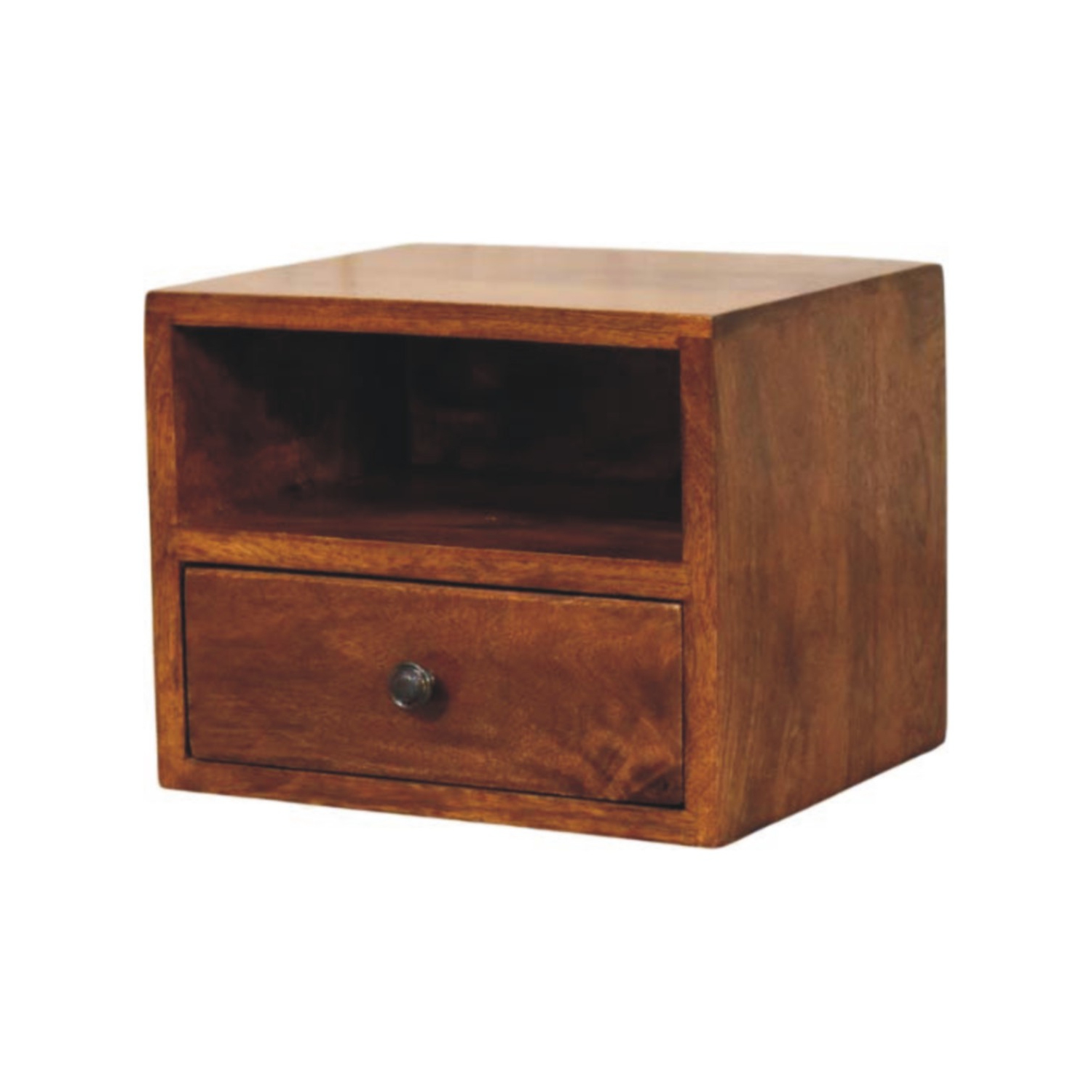 Artisan Furniture – Table de chevet murale à 1 tiroirs en bois massif massif marron
